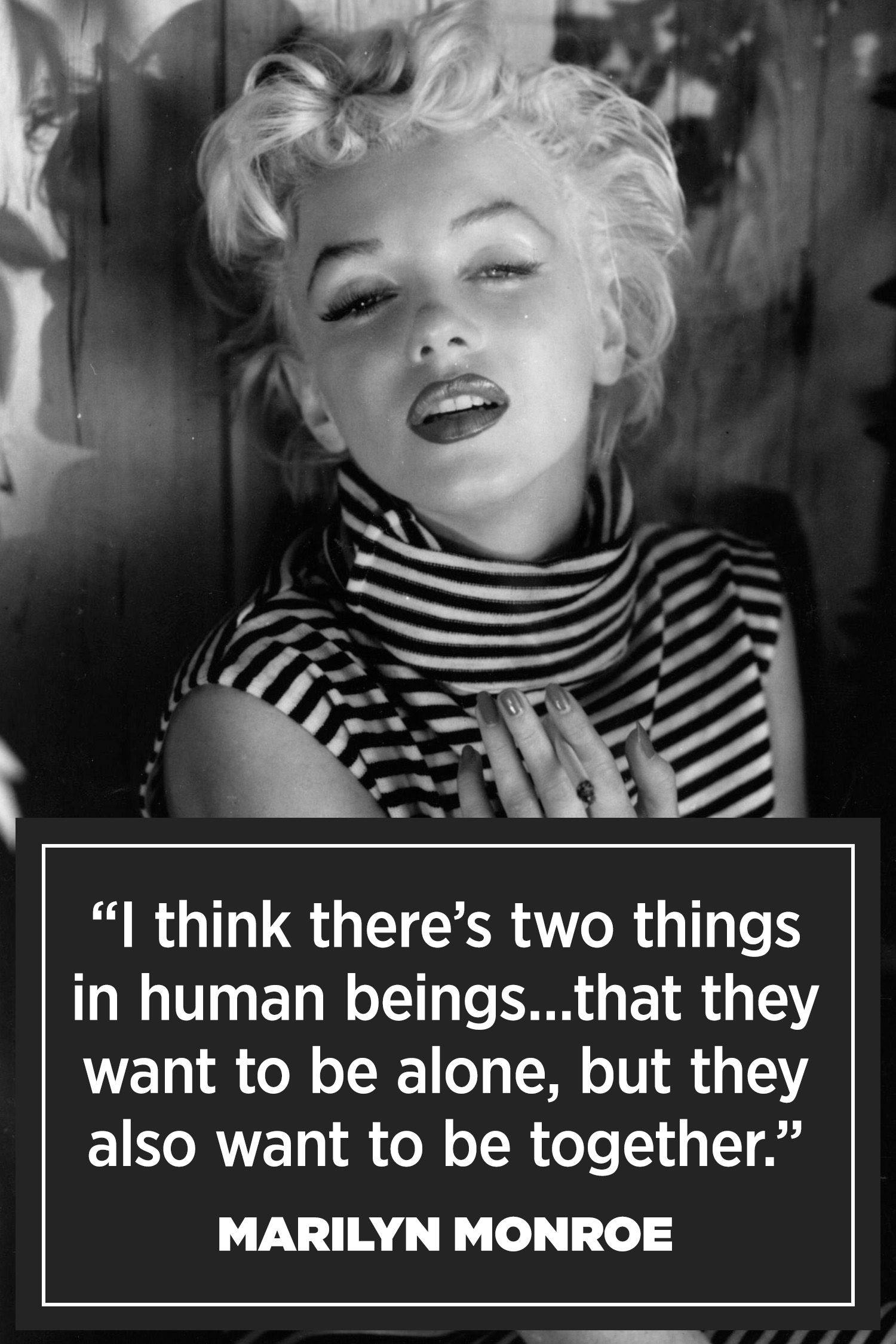 Marilyn Monroe, black and white portrait, striped turtleneck, Full HD Phone Wallpaper