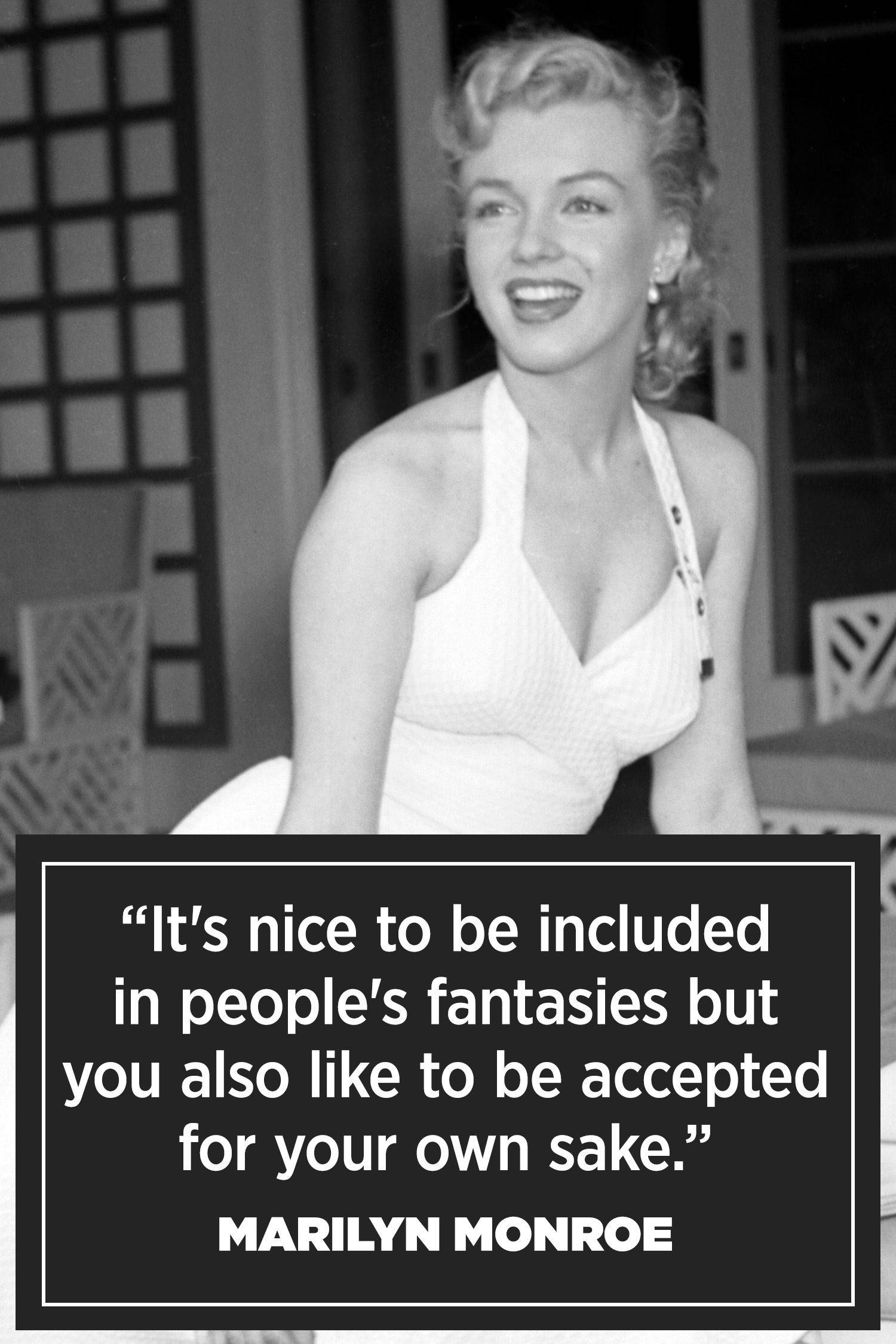 Marilyn Monroe, black and white photo, quote overlay, Full HD Phone Wallpaper