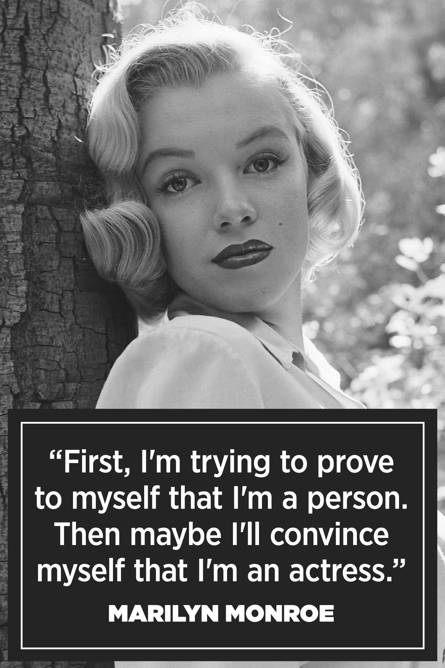 Marilyn Monroe, black and white portrait, quote overlay, Full HD Phone Wallpaper