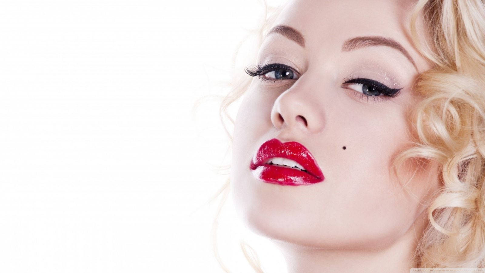 Marilyn Monroe, blonde curls, bold red lips, HD Desktop Wallpaper