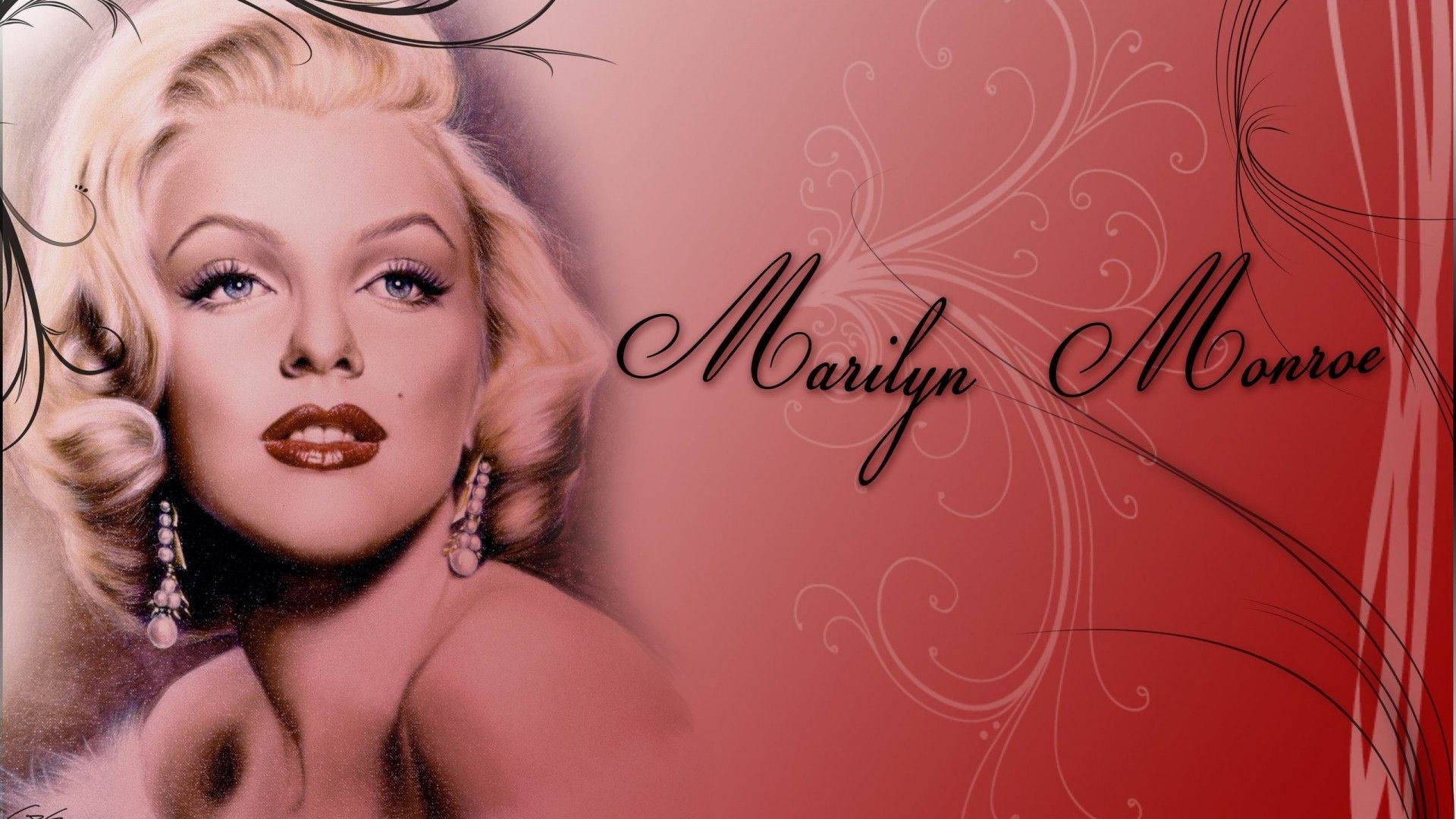 Marilyn Monroe, blonde curls, pearl earrings, Full HD Desktop Wallpaper