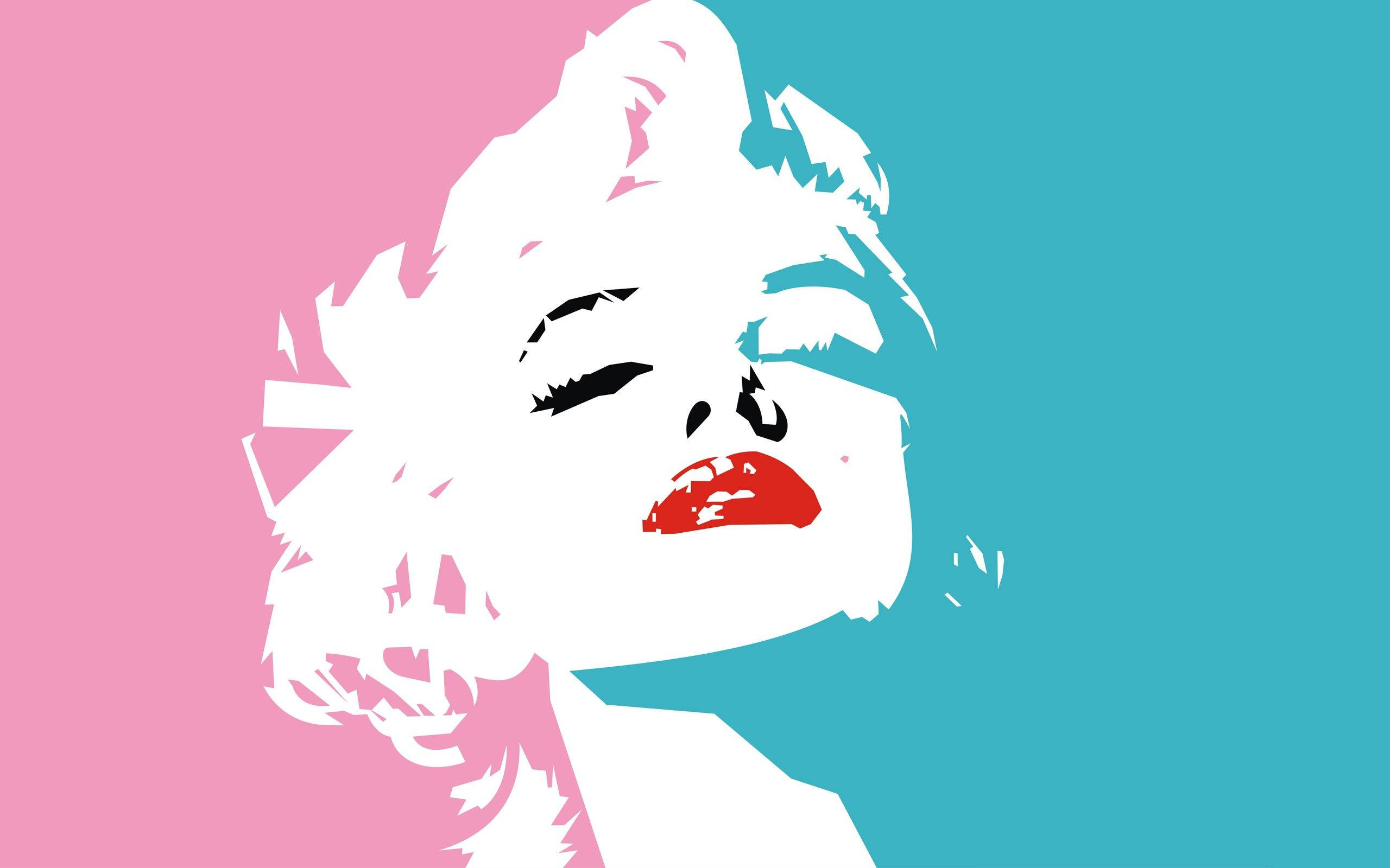 Marilyn Monroe, pink, teal, 2K Desktop Wallpaper