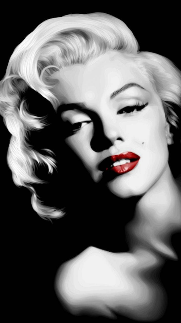 Marilyn Monroe, red lips, black and white portrait, HD Phone Wallpaper