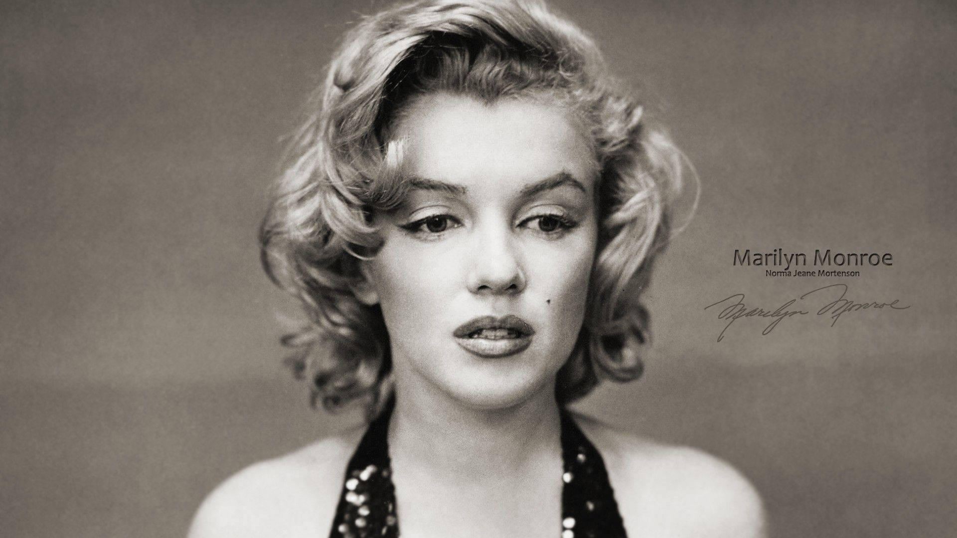 Marilyn Monroe, black and white portrait, soft curls, Full HD Desktop Wallpaper