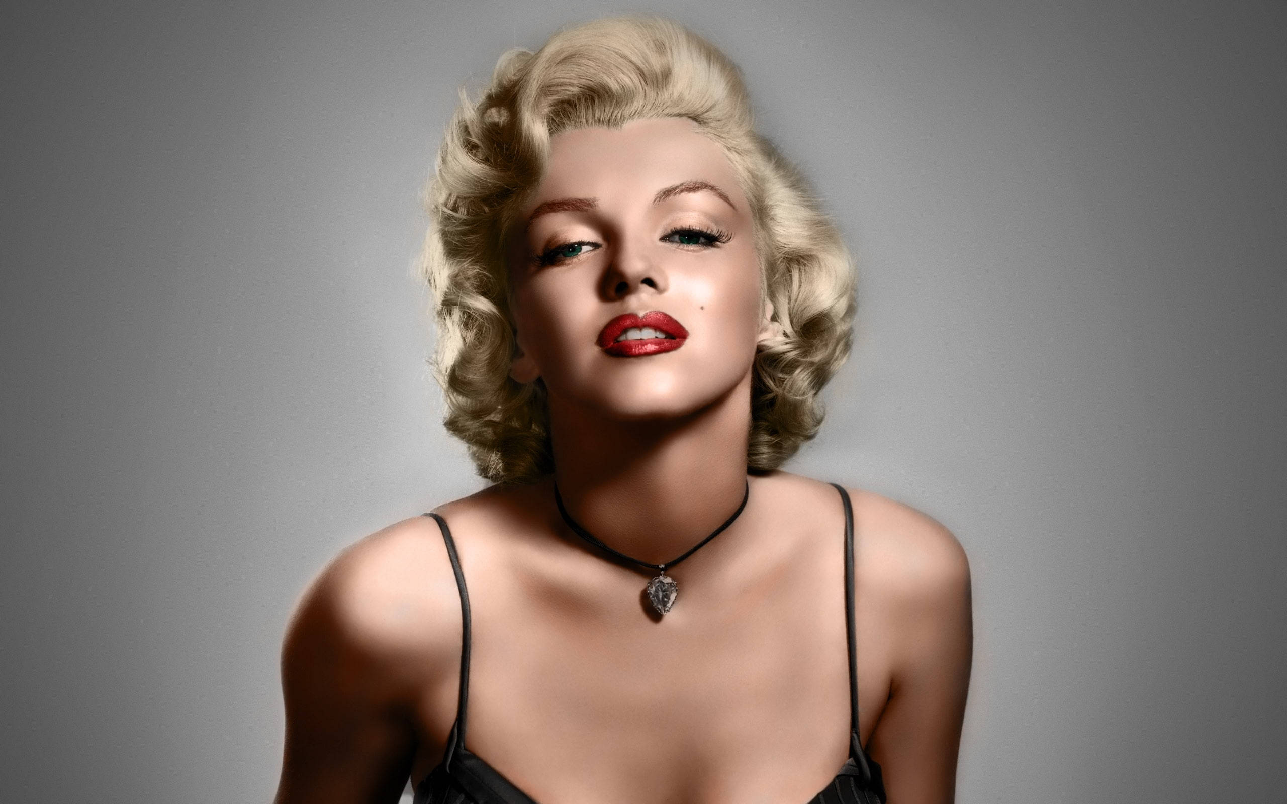 Marilyn Monroe, blonde curls, red lips, 2K Desktop Wallpaper