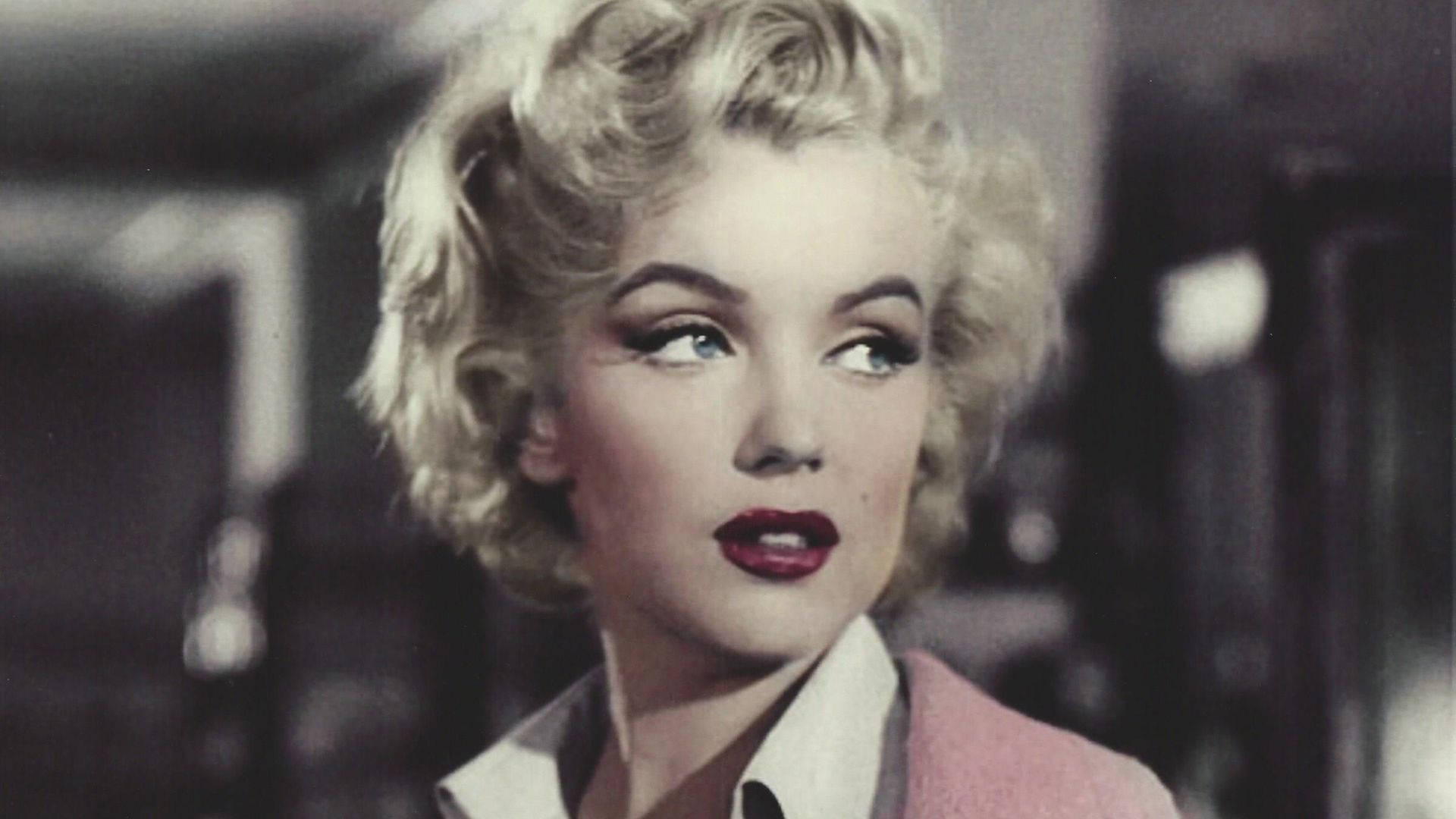 Marilyn Monroe, red lips, blonde curls, Full HD Desktop Wallpaper