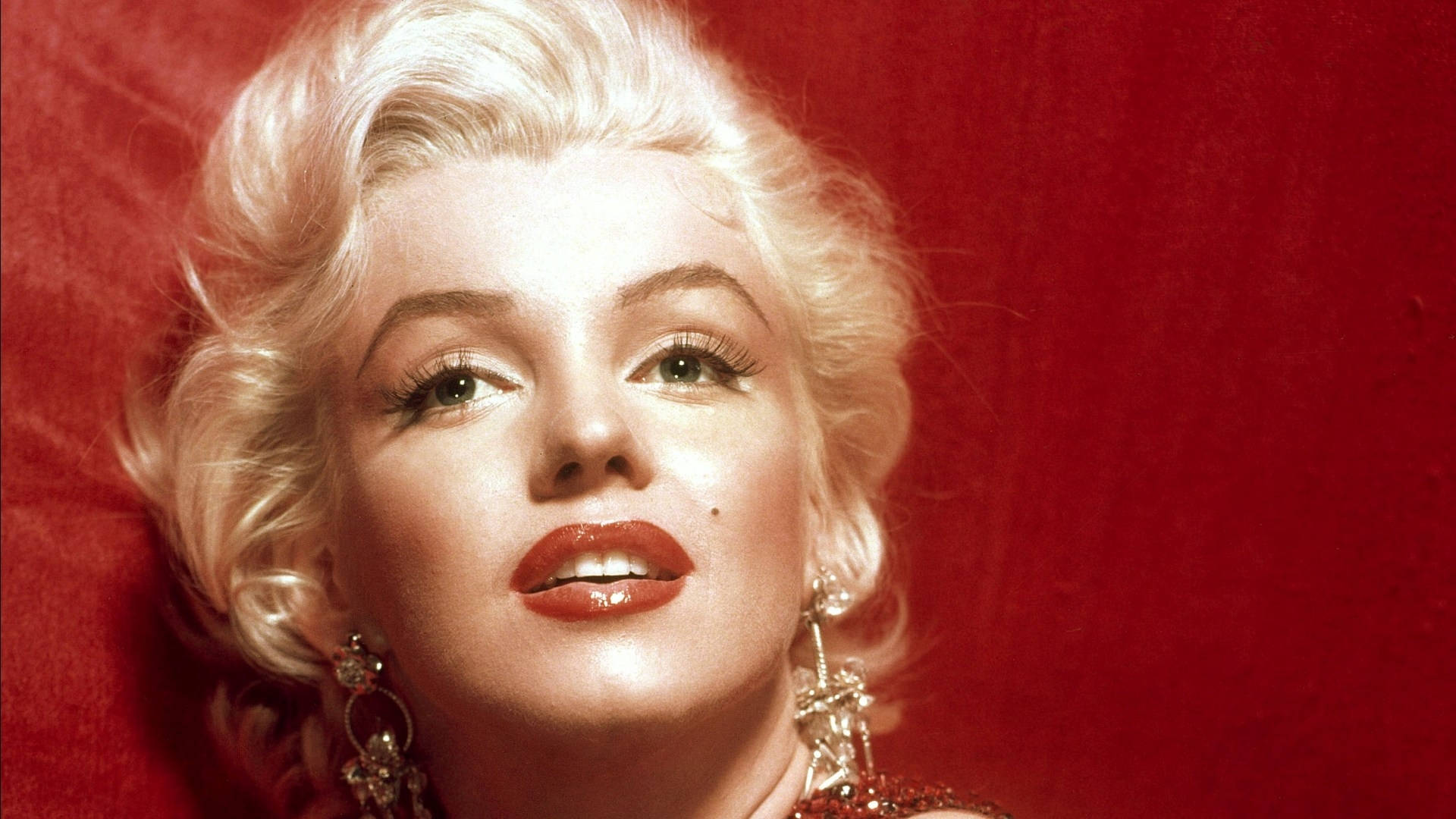 Marilyn Monroe, red lips, radiant smile, Full HD Desktop Wallpaper
