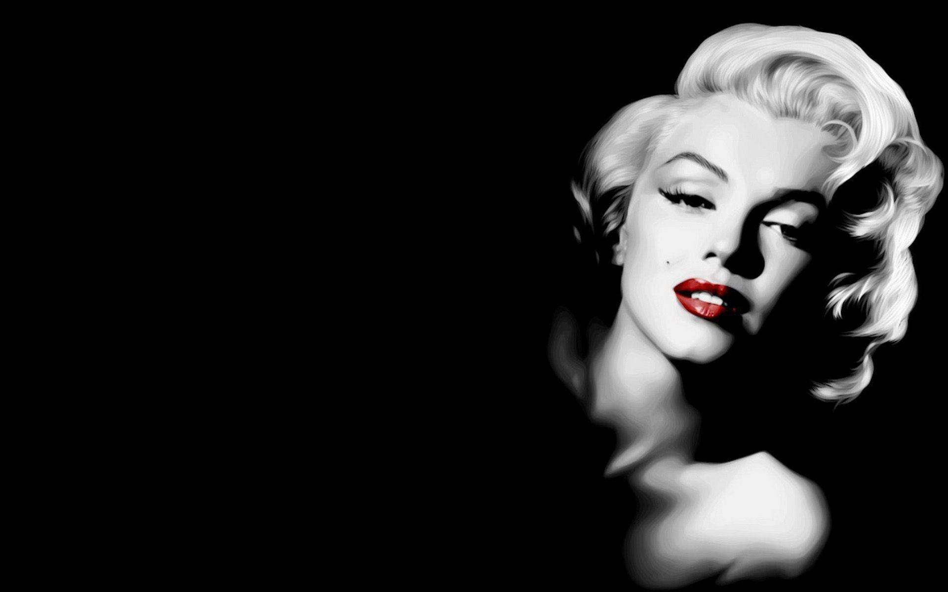 Marilyn Monroe, side lying pose, black and white portrait, Full HD Desktop Wallpaper