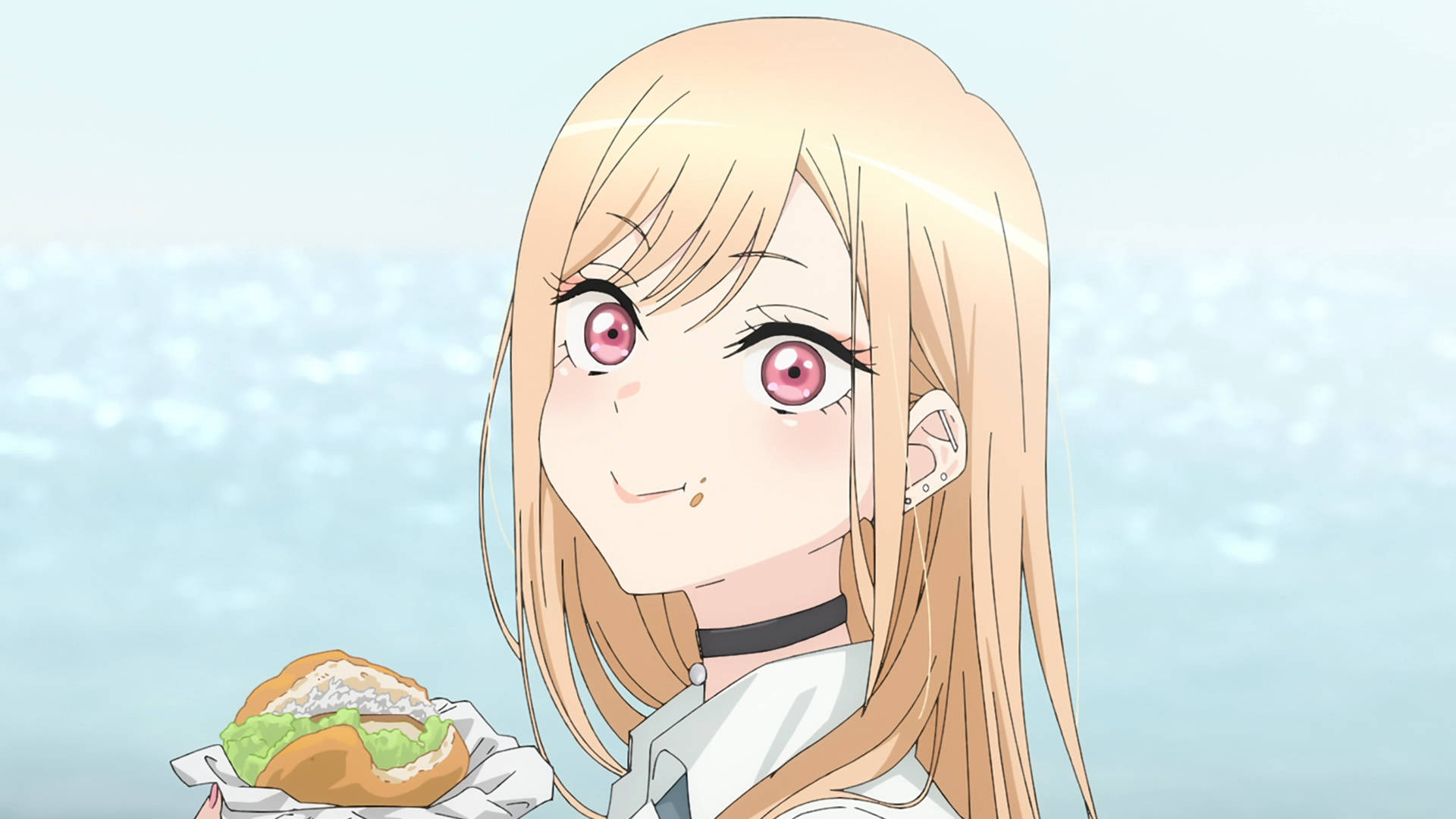 Marin Kitagawa, pink eyes, blonde hair, Full HD Desktop Wallpaper