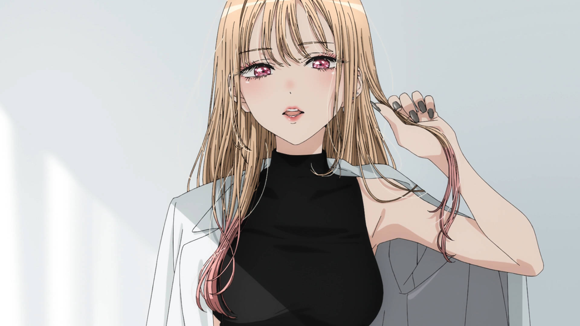 Marin Kitagawa, blonde hair, pink eyes, Full HD Desktop Wallpaper