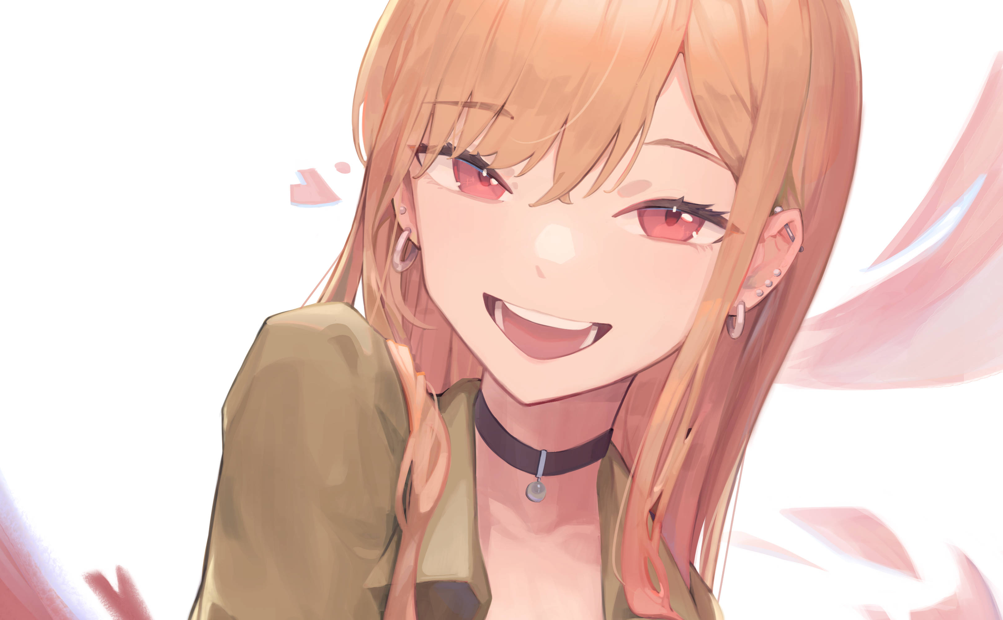 Marin Kitagawa, peach hair, red eyes, 2K Desktop Wallpaper