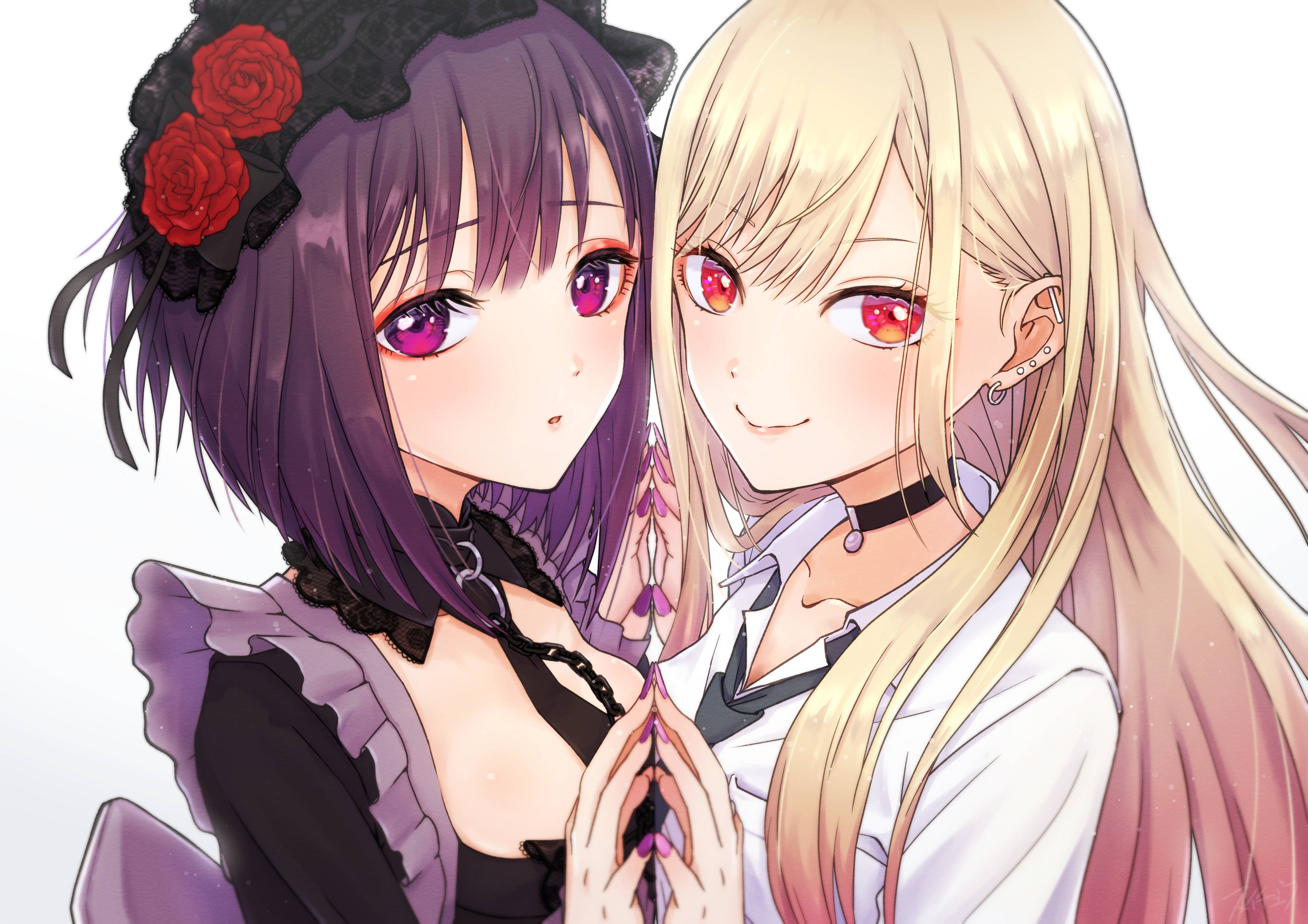 Marin Kitagawa, purple hair, blonde hair, 4K Desktop Wallpaper