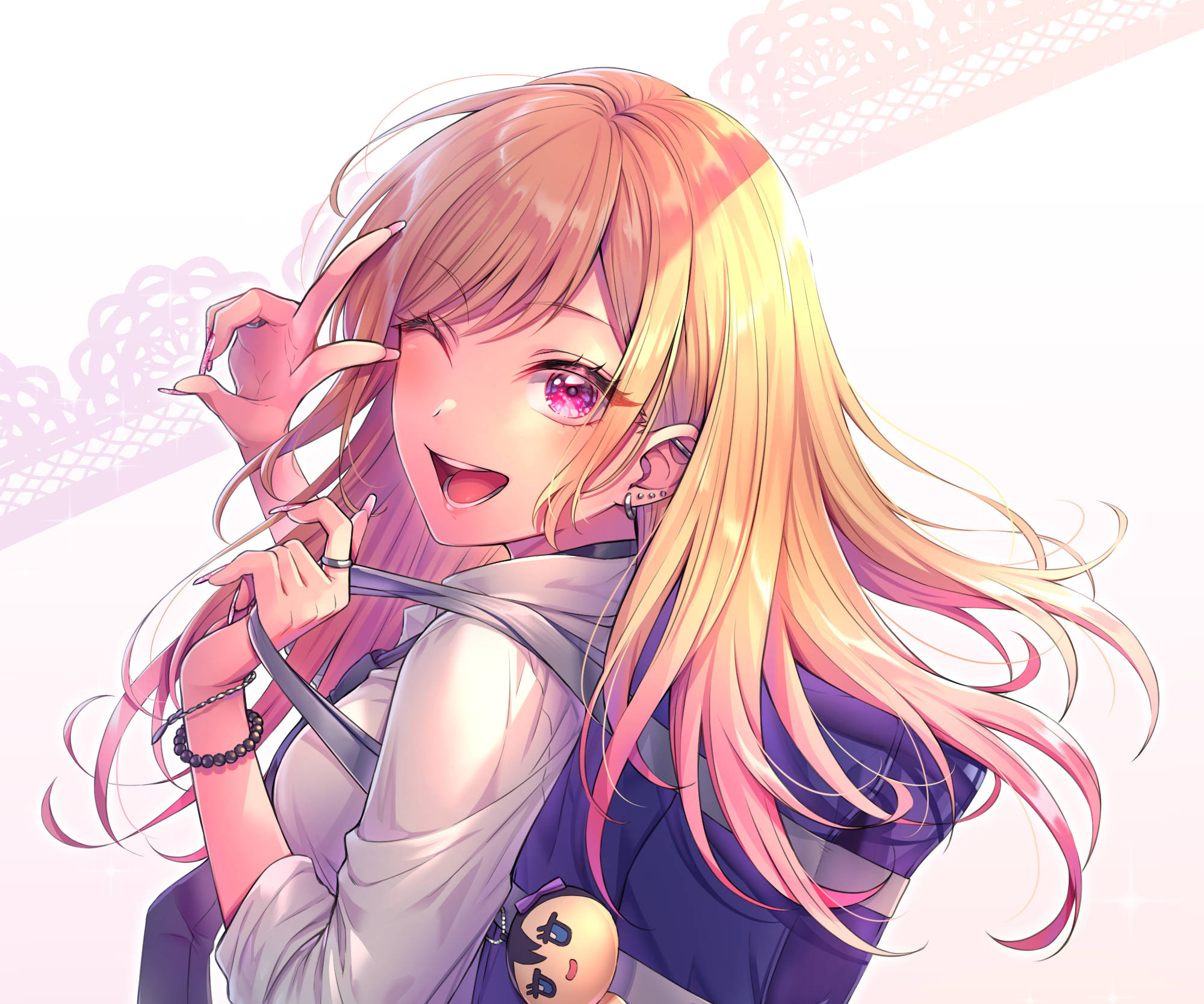 Marin Kitagawa, pink and gold hair, strap, Full HD Desktop Wallpaper