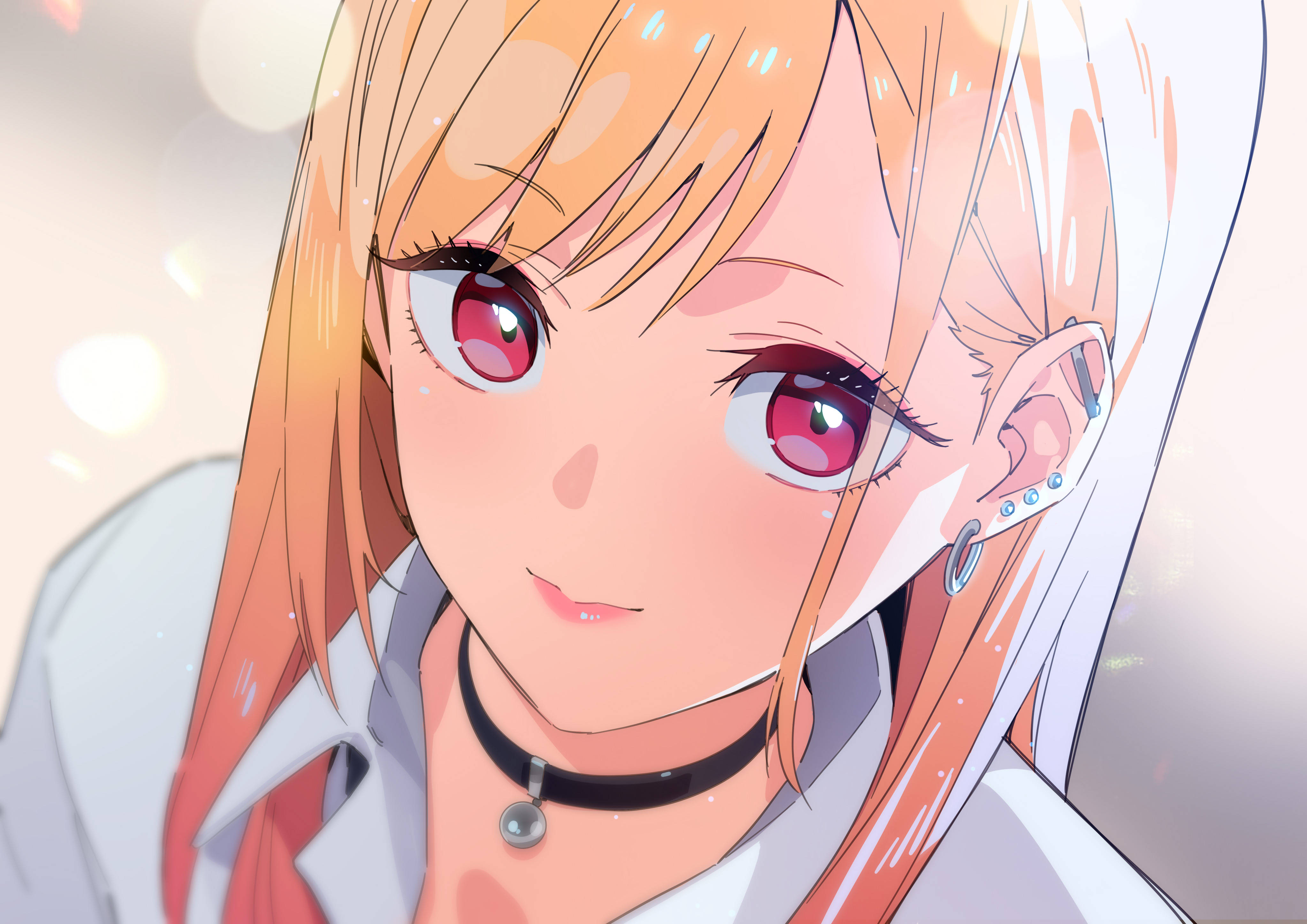 Marin Kitagawa, orange hair, red eyes, 4K Desktop Wallpaper