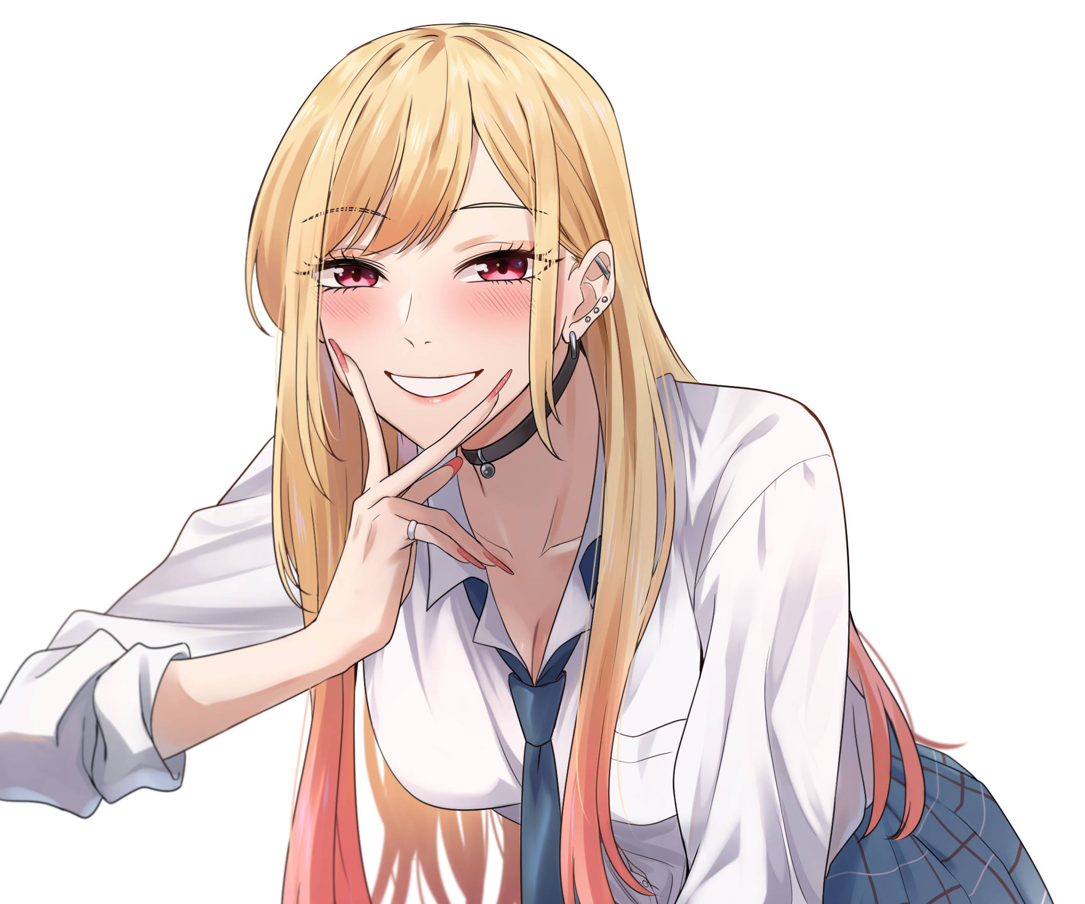 Marin Kitagawa, school uniform, blonde hair, Full HD Desktop Wallpaper