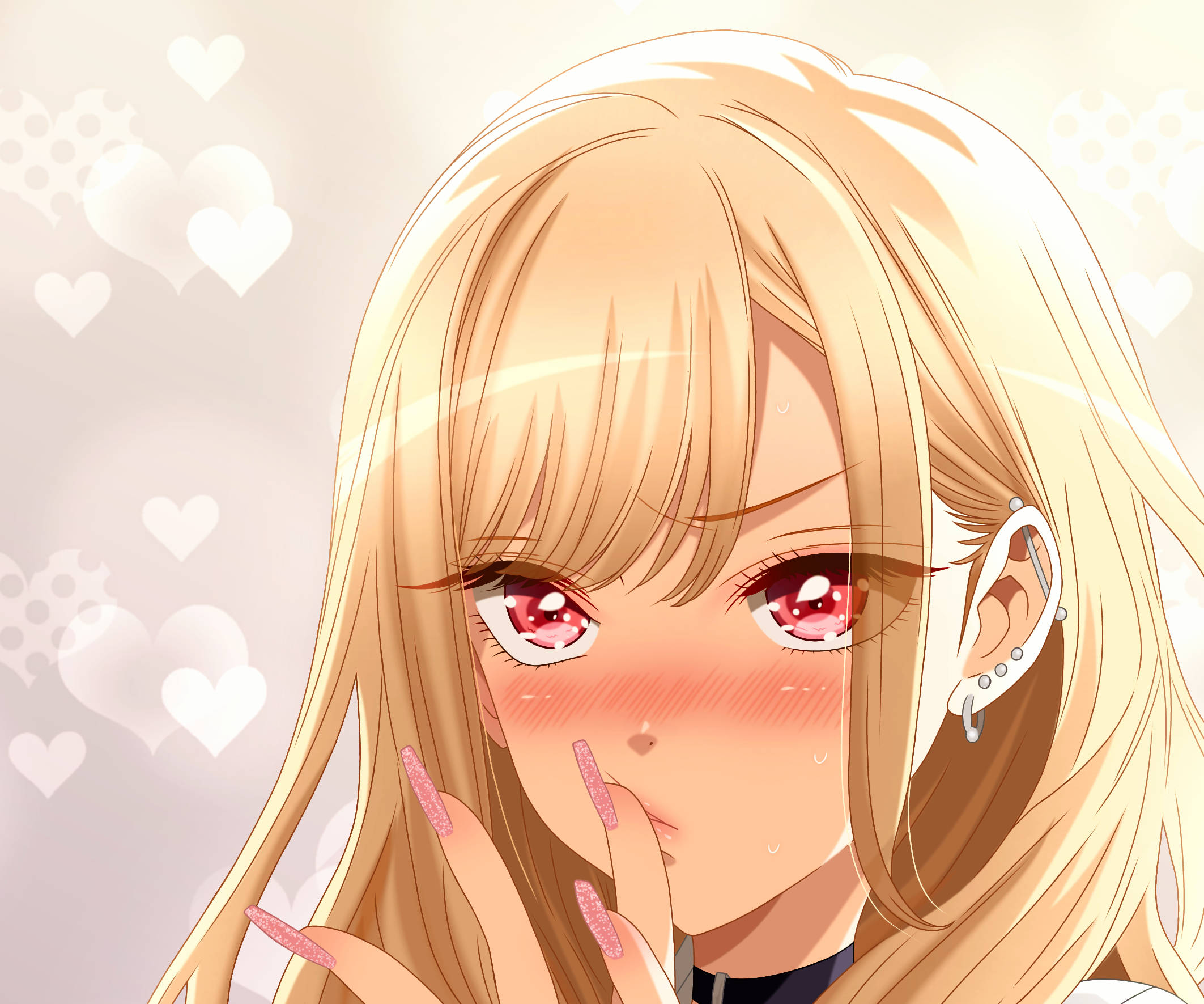 Marin Kitagawa, blonde hair, red eyes, Full HD Desktop Wallpaper