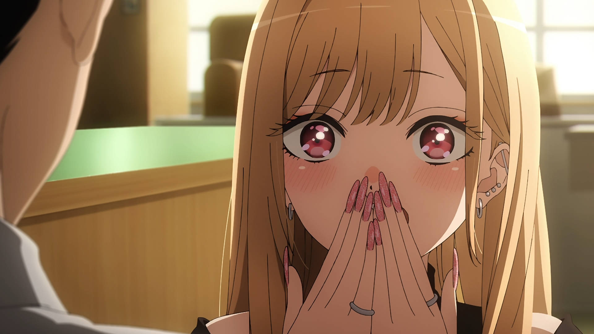Marin Kitagawa, pink eyes, blonde hair, Full HD Desktop Wallpaper