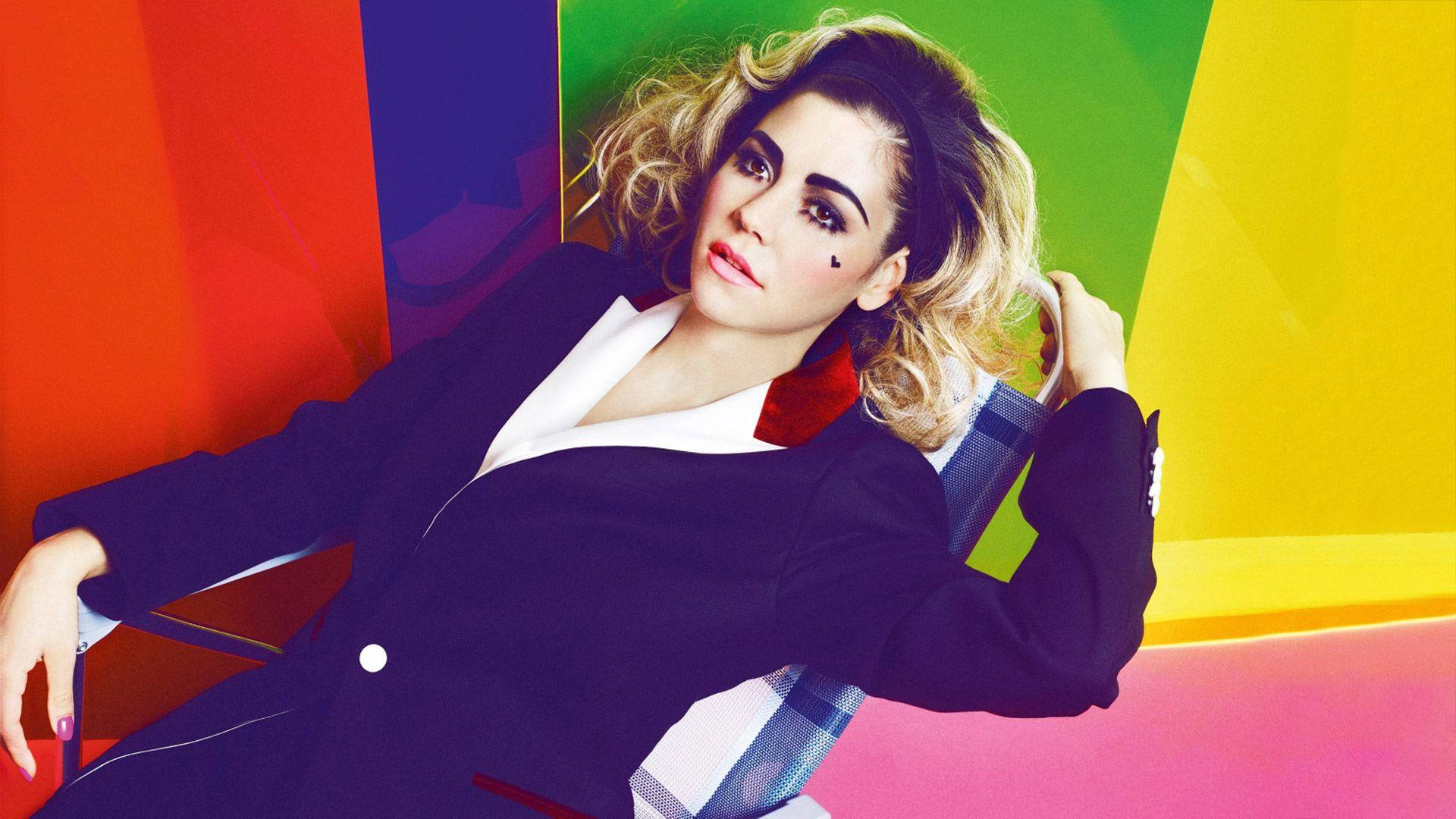 Marina and the diamonds, rainbow, blonde curls, Full HD Desktop Wallpaper