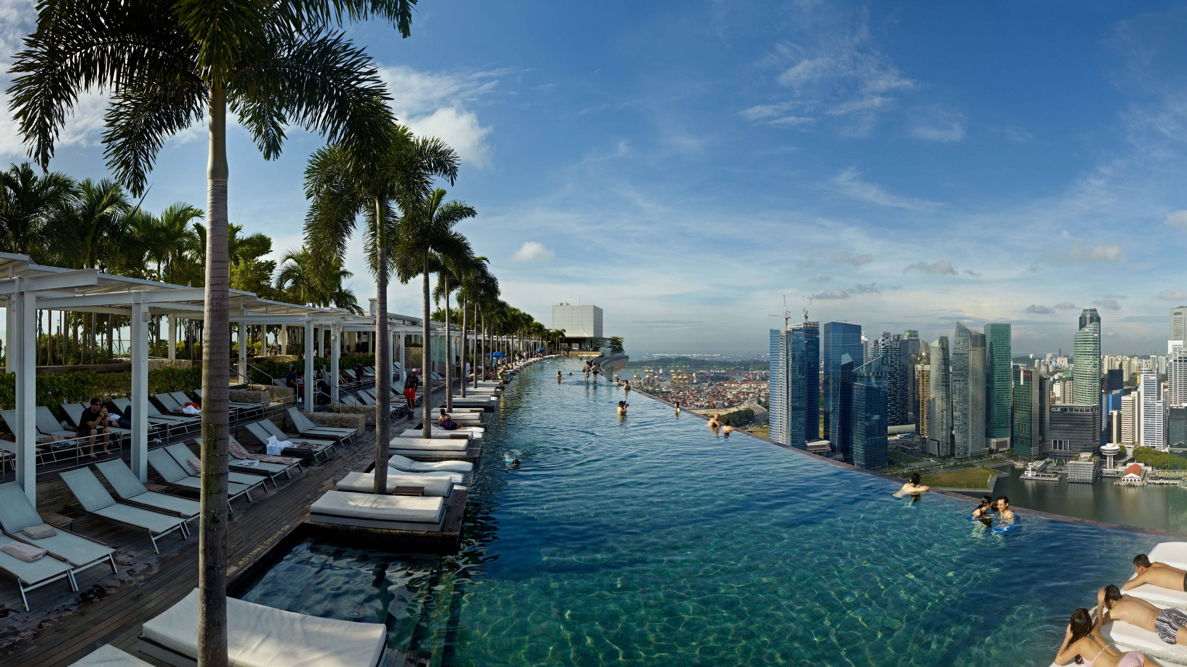 Marina Bay Sands, infinity pool, rooftop resort, 4K Desktop Wallpaper