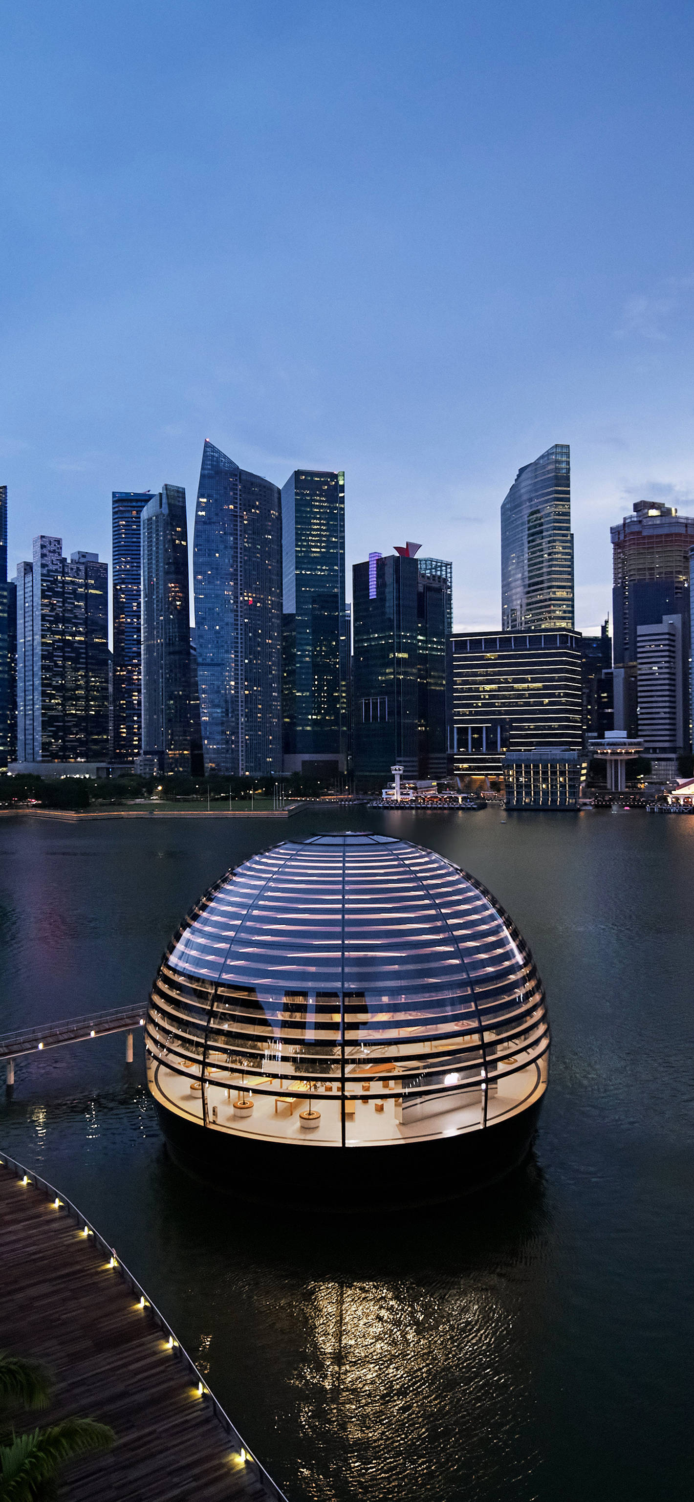 Marina Bay Sands, dome-shaped building, water, 2K Phone Wallpaper