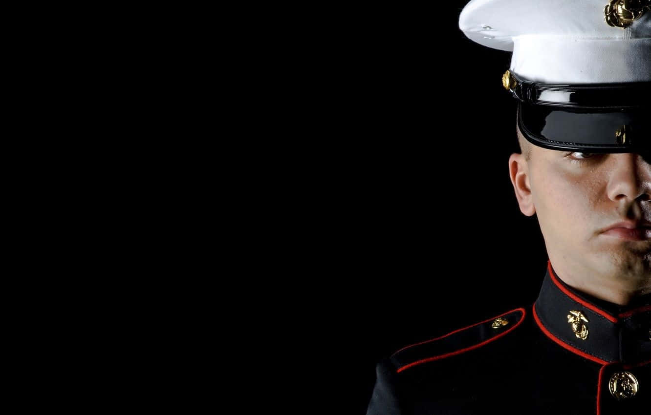 U.S. Marine, dress uniform, stark black background, HD Desktop Wallpaper