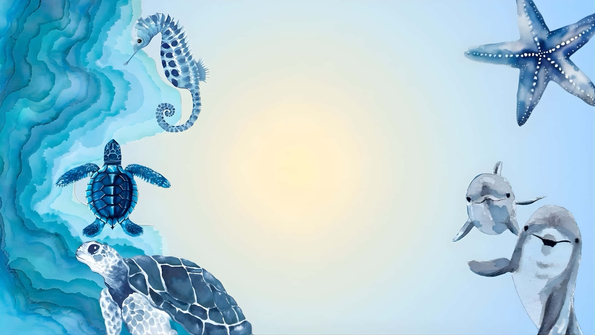 coastal marine life, sea creatures, turtles, Full HD Desktop Wallpaper