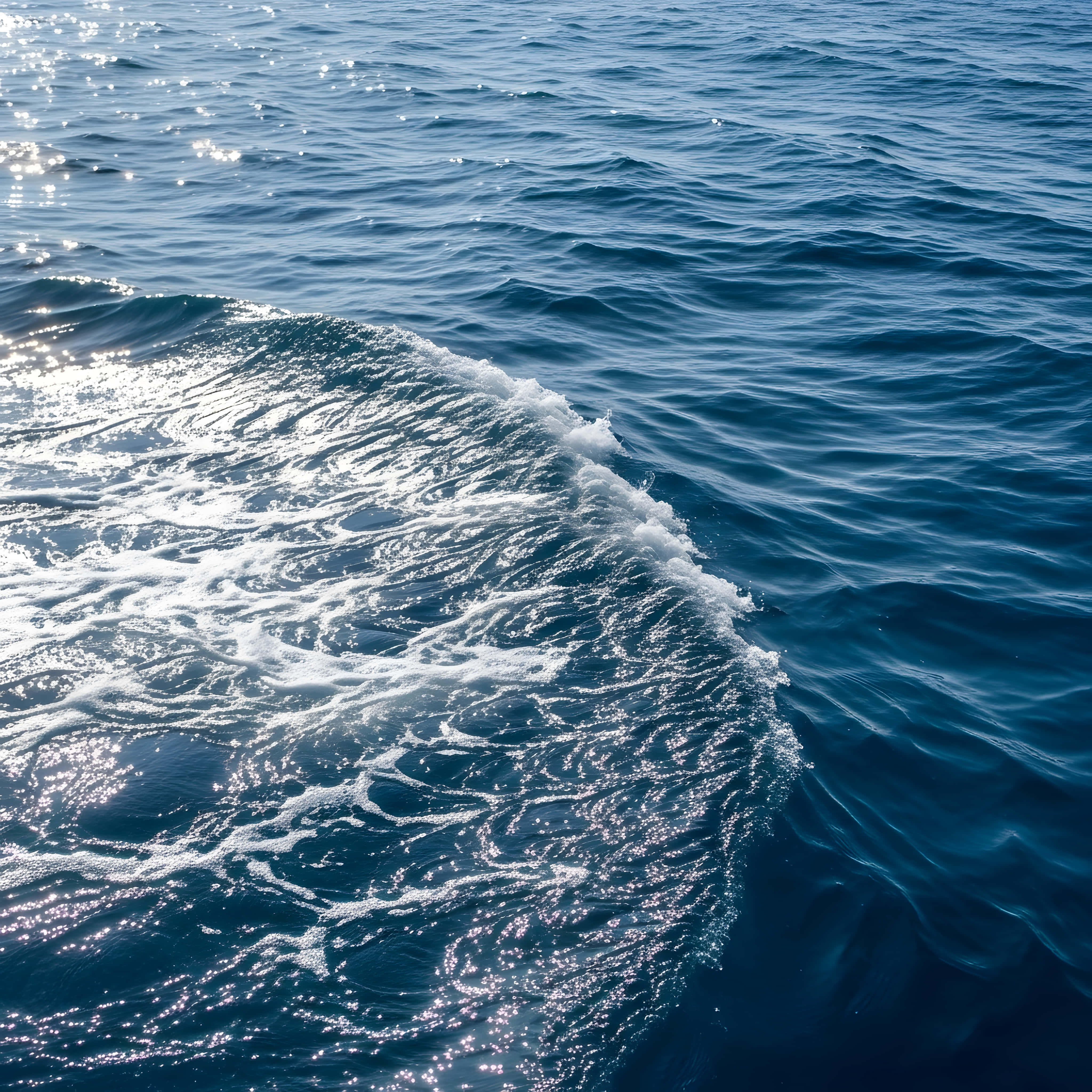 ocean water surface, deep blue ocean waves, sunlight glitters, 4K Desktop Wallpaper