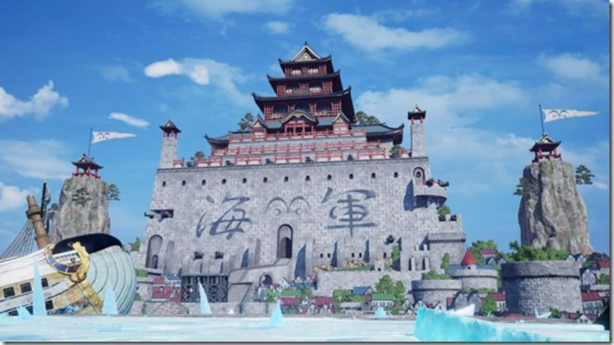 Marineford Aftermath, naval fortress, East Asian architecture, SD Desktop Wallpaper