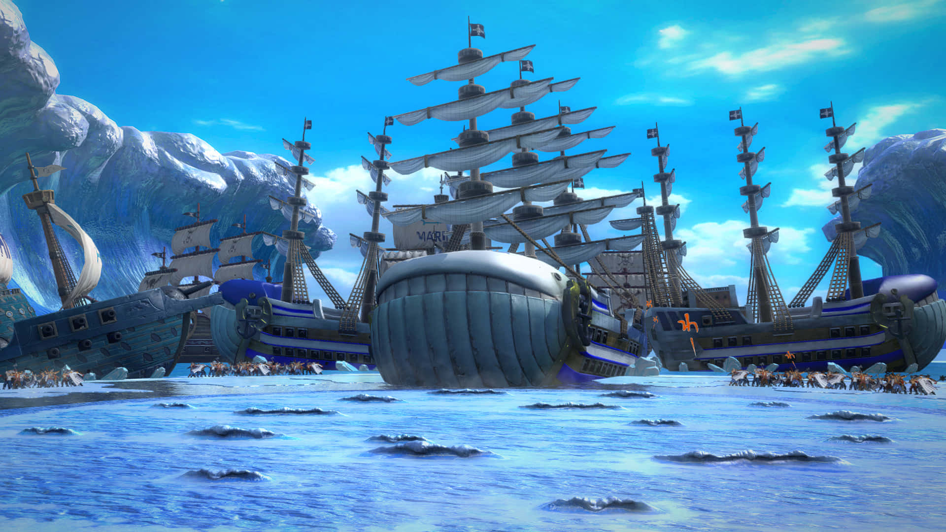 Marineford, 1920 x 1080, pirate ships, Full HD Desktop Wallpaper