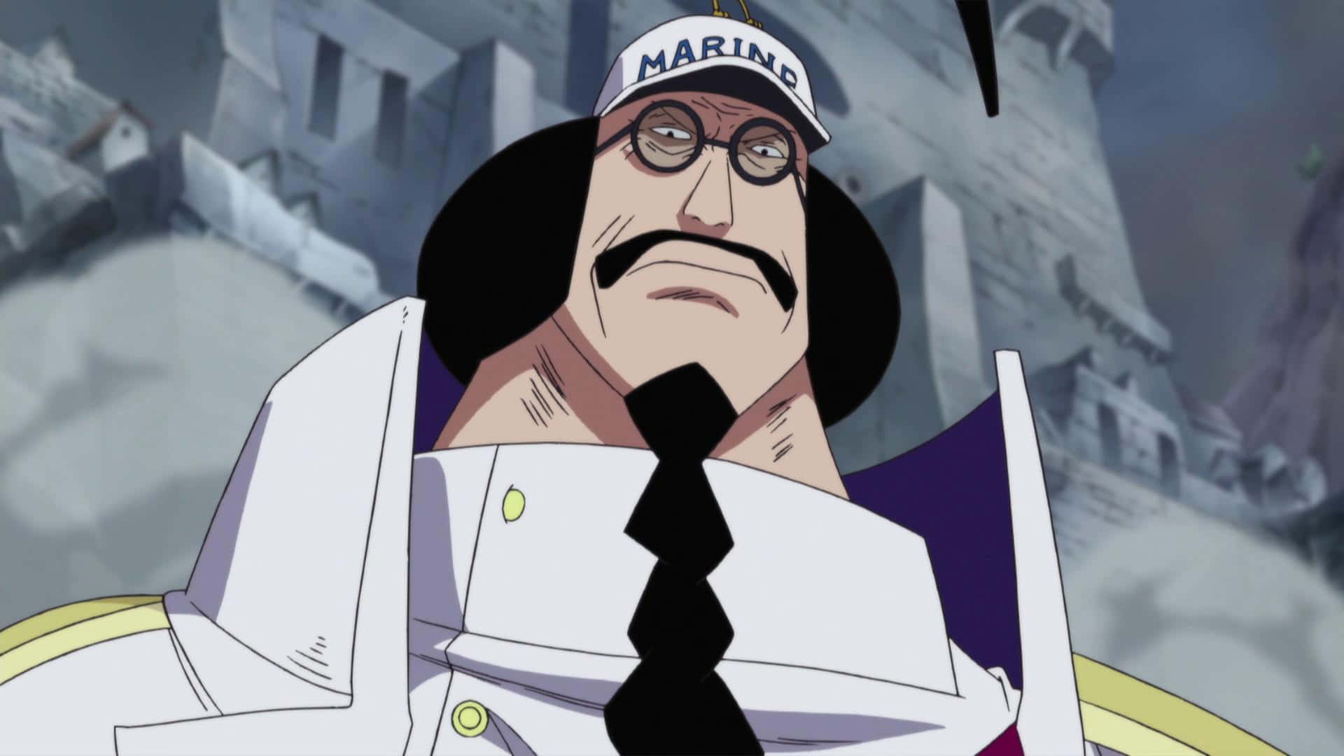 Marineford War, white Marine uniform, black tie, Full HD Desktop Wallpaper