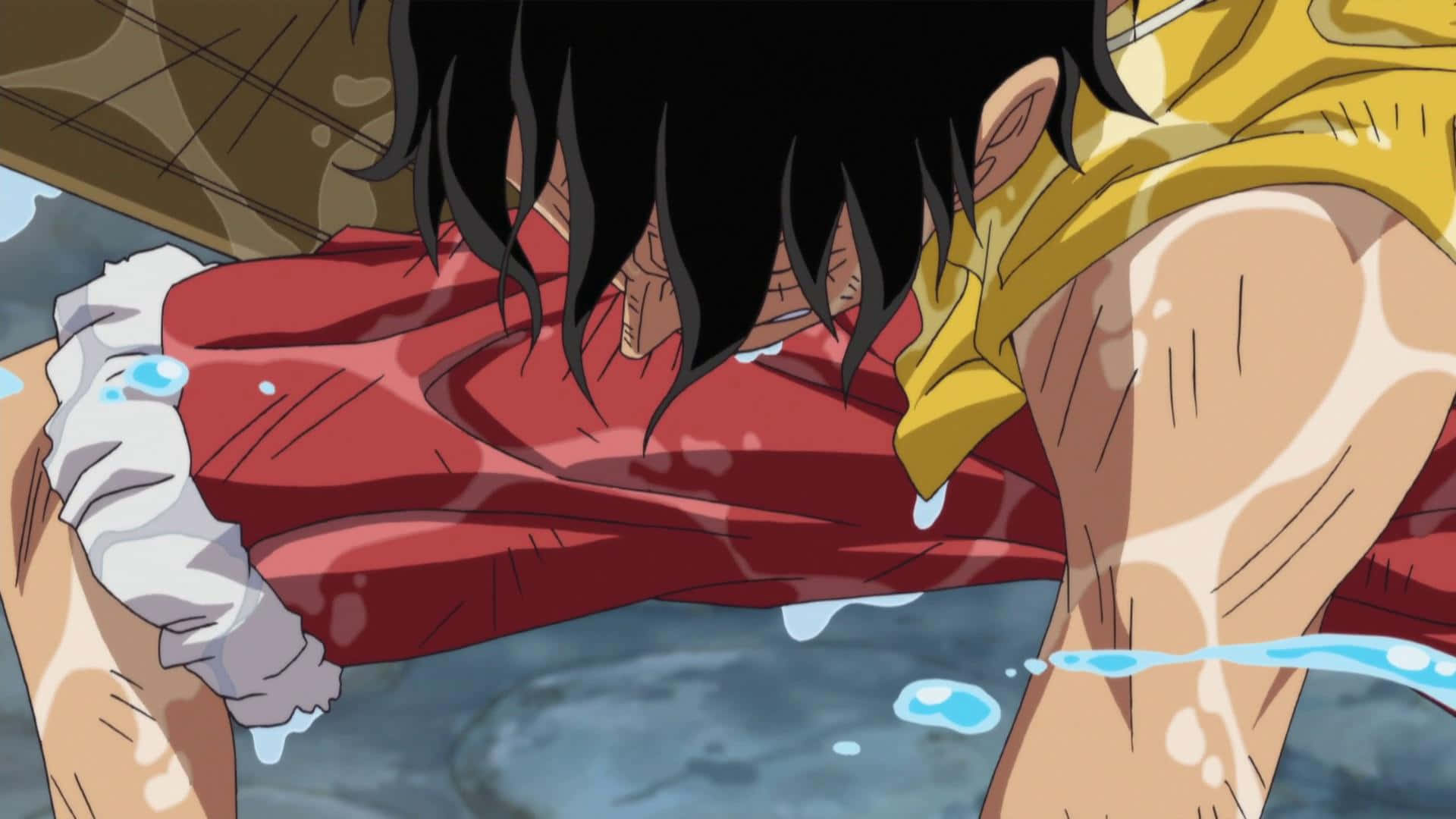 Marineford War, black hair, red shirt, Full HD Desktop Wallpaper