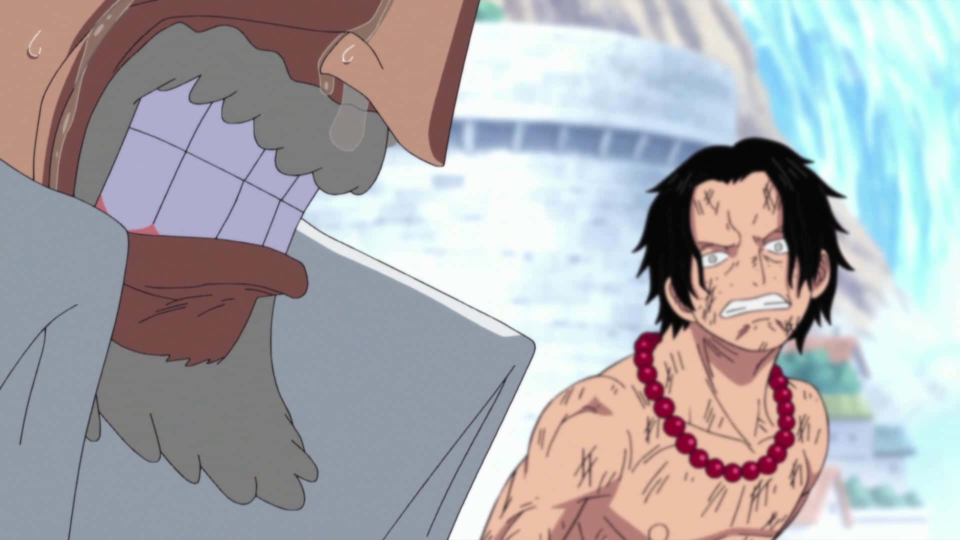 Marineford War, muscular man, red beaded necklace, Full HD Desktop Wallpaper