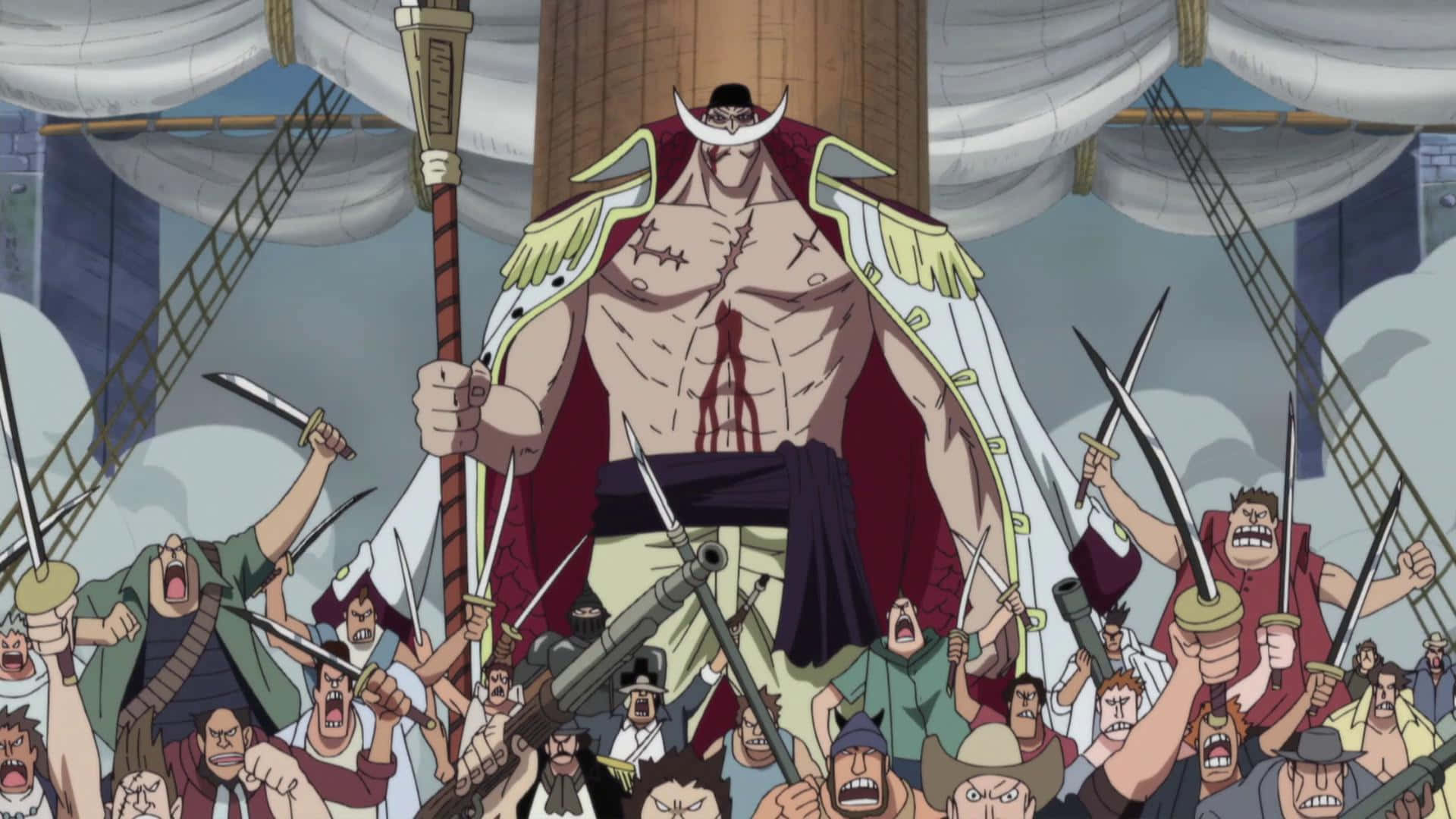 Marineford, anime pirate captain, horns, Full HD Desktop Wallpaper