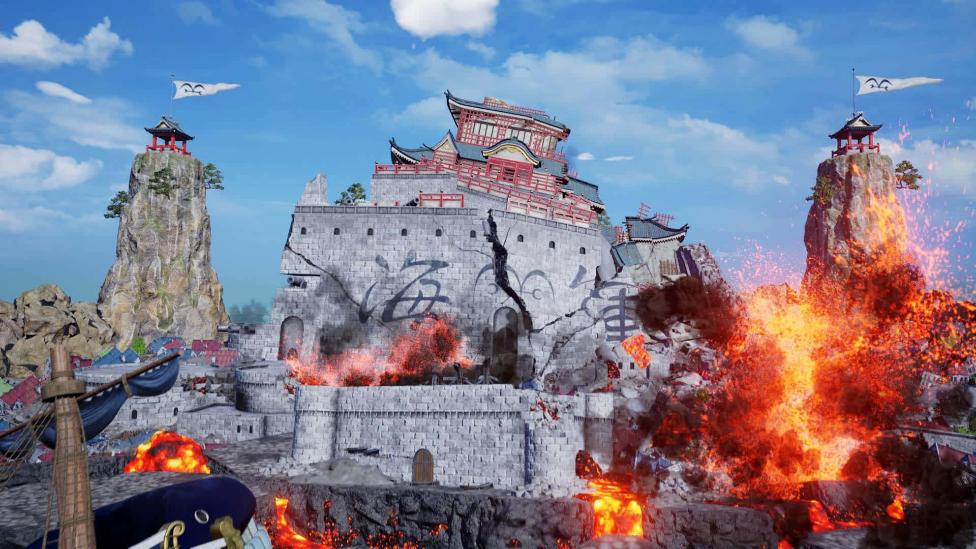 Marineford, anime-style fortress, traditional Japanese architecture, Full HD Desktop Wallpaper