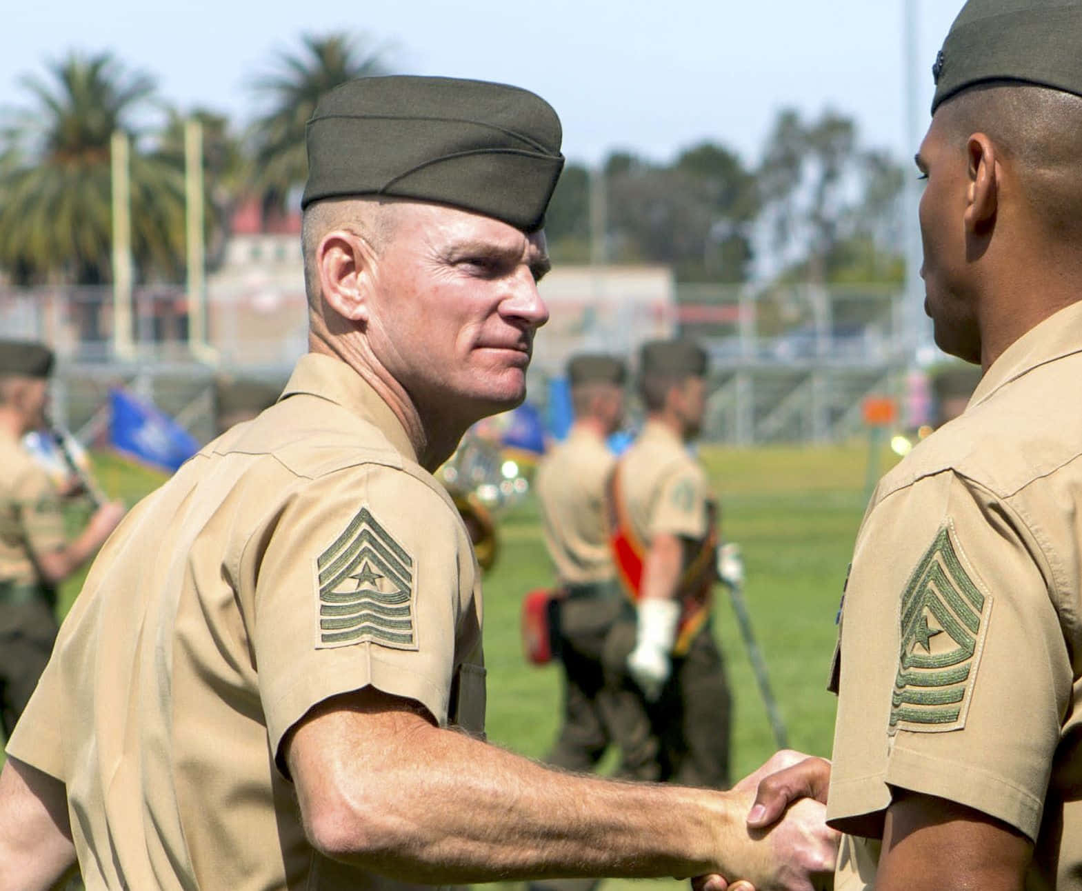 U.S. Marines, sergeants, tan uniforms, HD Desktop Wallpaper