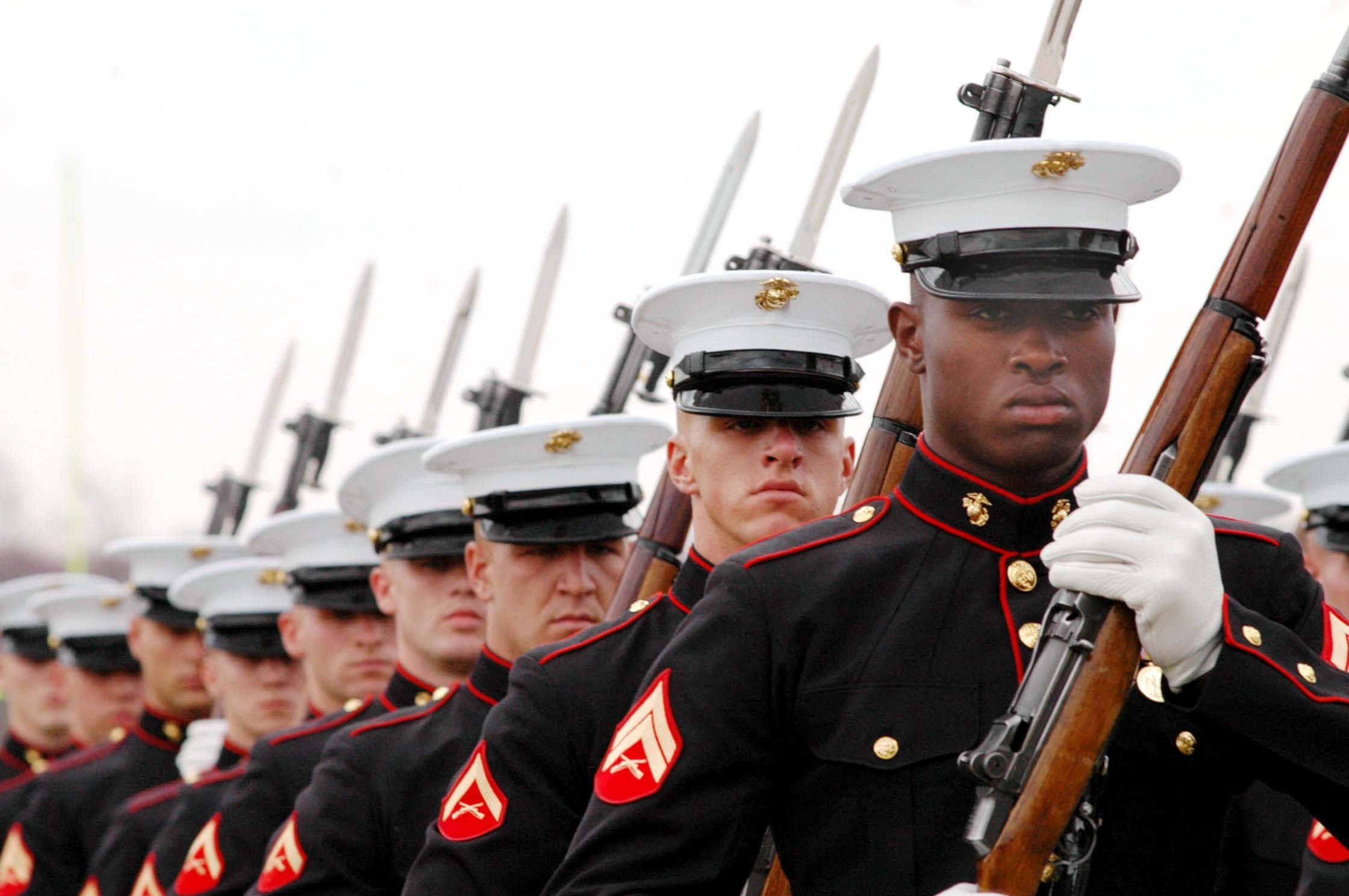 U.S. Marines, dress uniform, rifles, Full HD Desktop Wallpaper