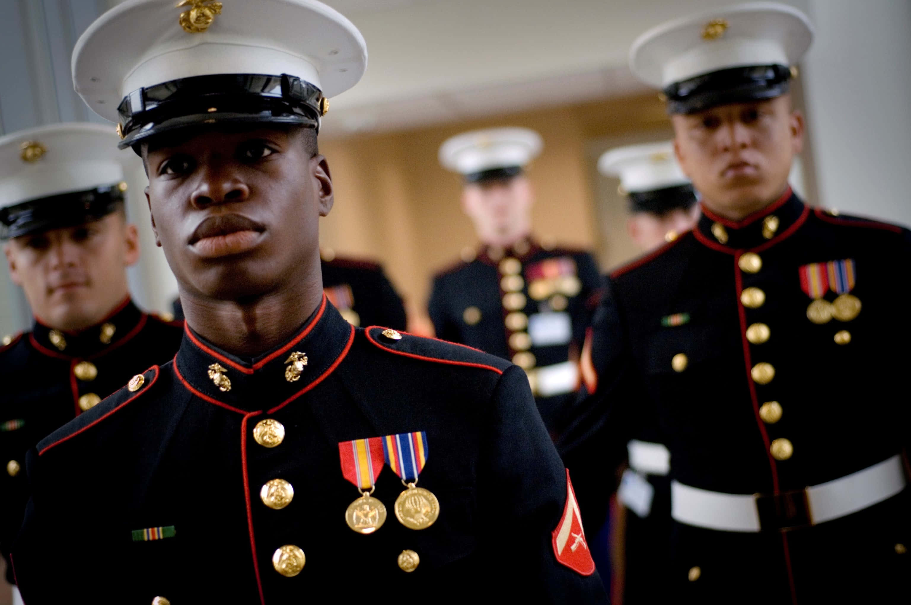 U.S. Marines, dress uniform, medals, 2K Desktop Wallpaper