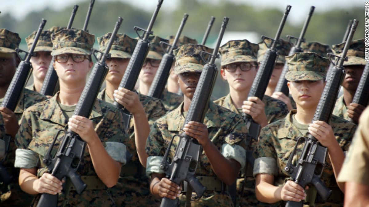Marines, female Marines, camouflage uniforms, SD Desktop Wallpaper