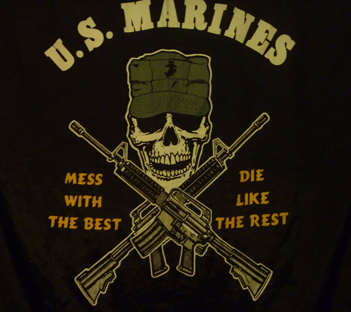 U.S. MARINES, skull, military cap, HD Desktop Wallpaper