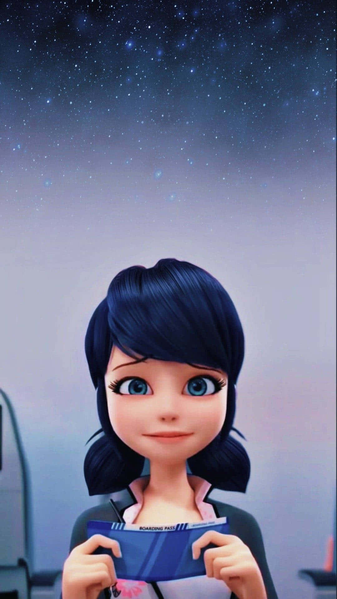 Marinette, Adrien, starry night sky, Full HD Phone Wallpaper