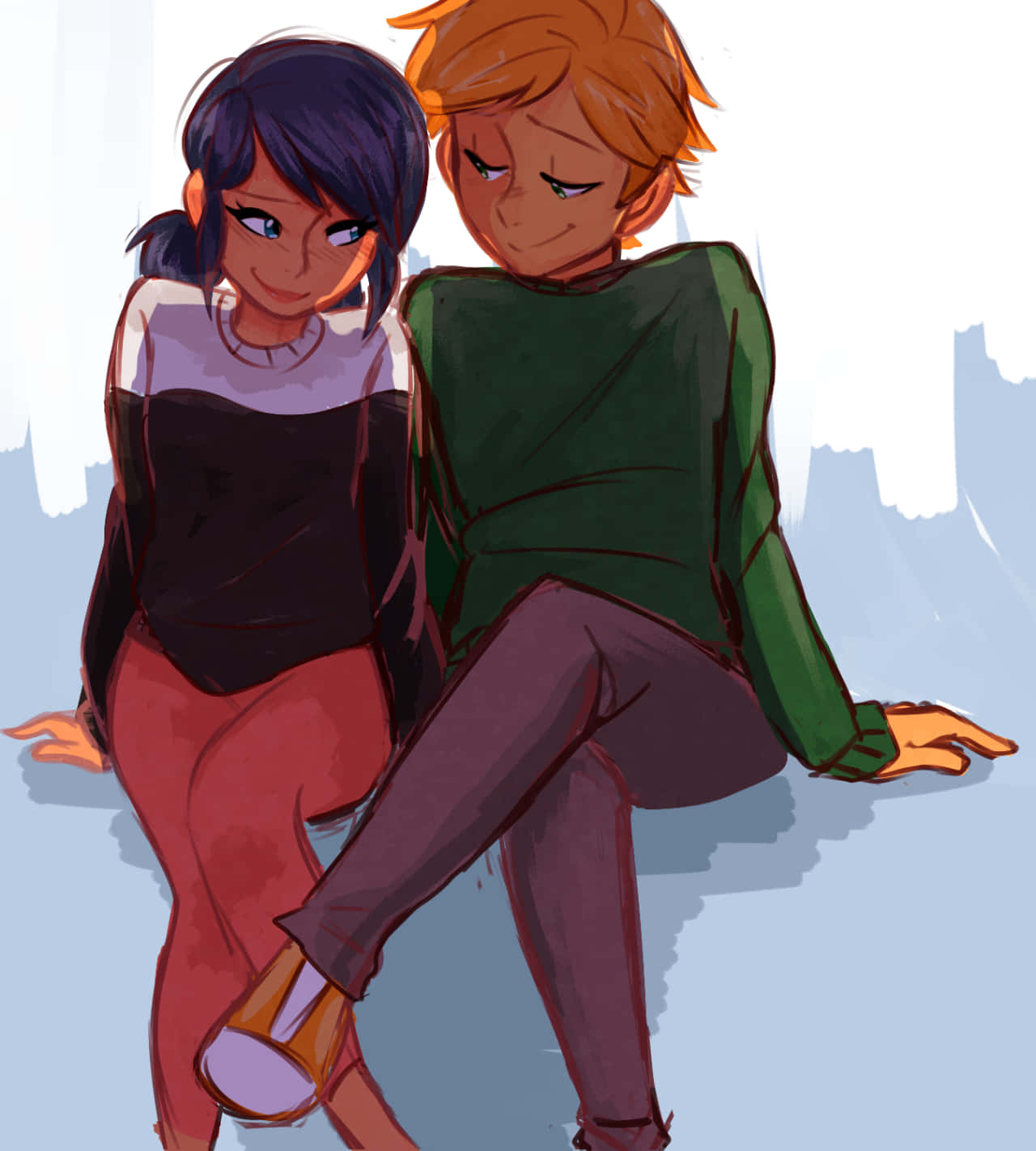 Marinette, Adrien, anime characters, HD Phone Wallpaper