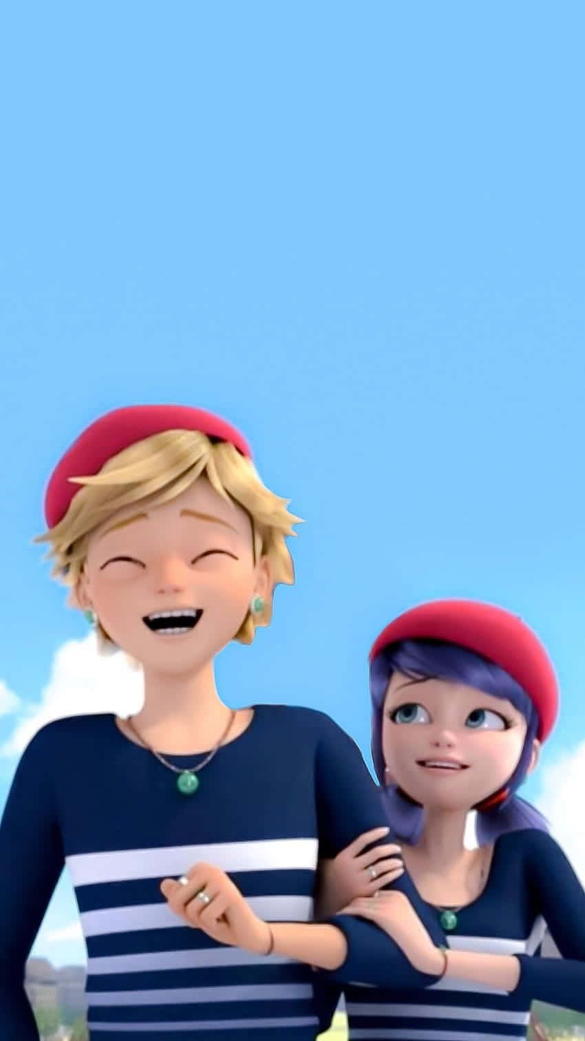 Marinette, Adrien, red berets, HD Phone Wallpaper