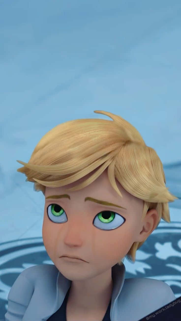 Adrien, Marinette, blue watery background, HD Phone Wallpaper