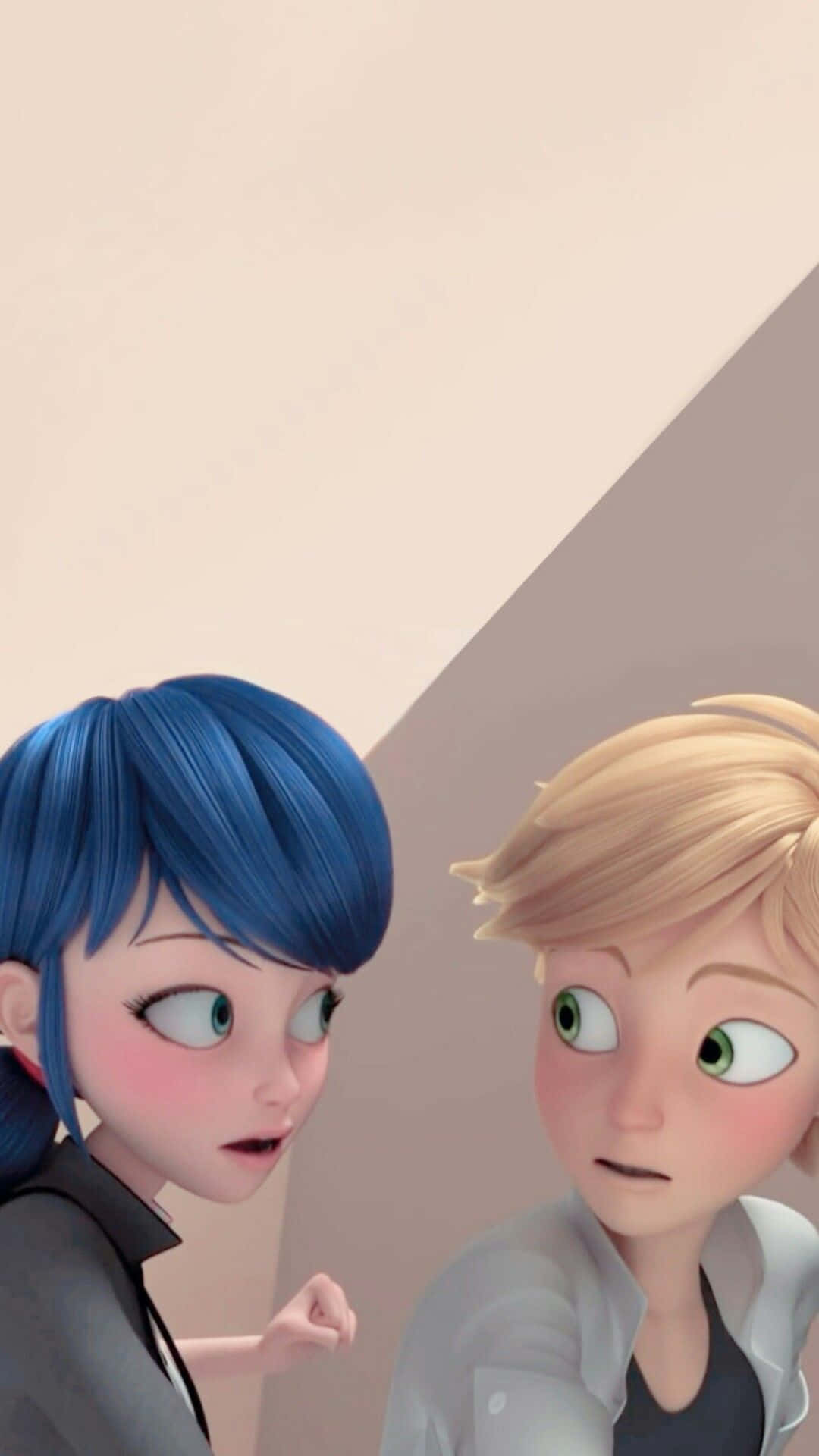 Marinette, Adrien, blue hair, Full HD Phone Wallpaper