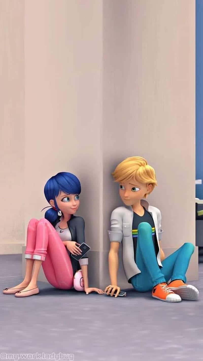 Marinette, Adrien, floor, HD Phone Wallpaper
