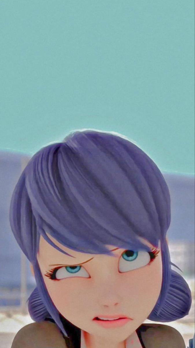Marinette, purple hair, blue eyes, SD Phone Wallpaper
