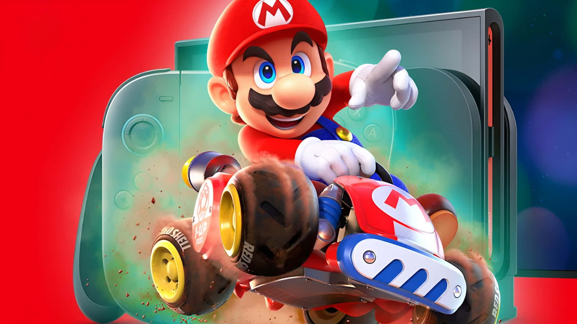 Mario Kart World, Mario, red kart, Full HD Desktop Wallpaper