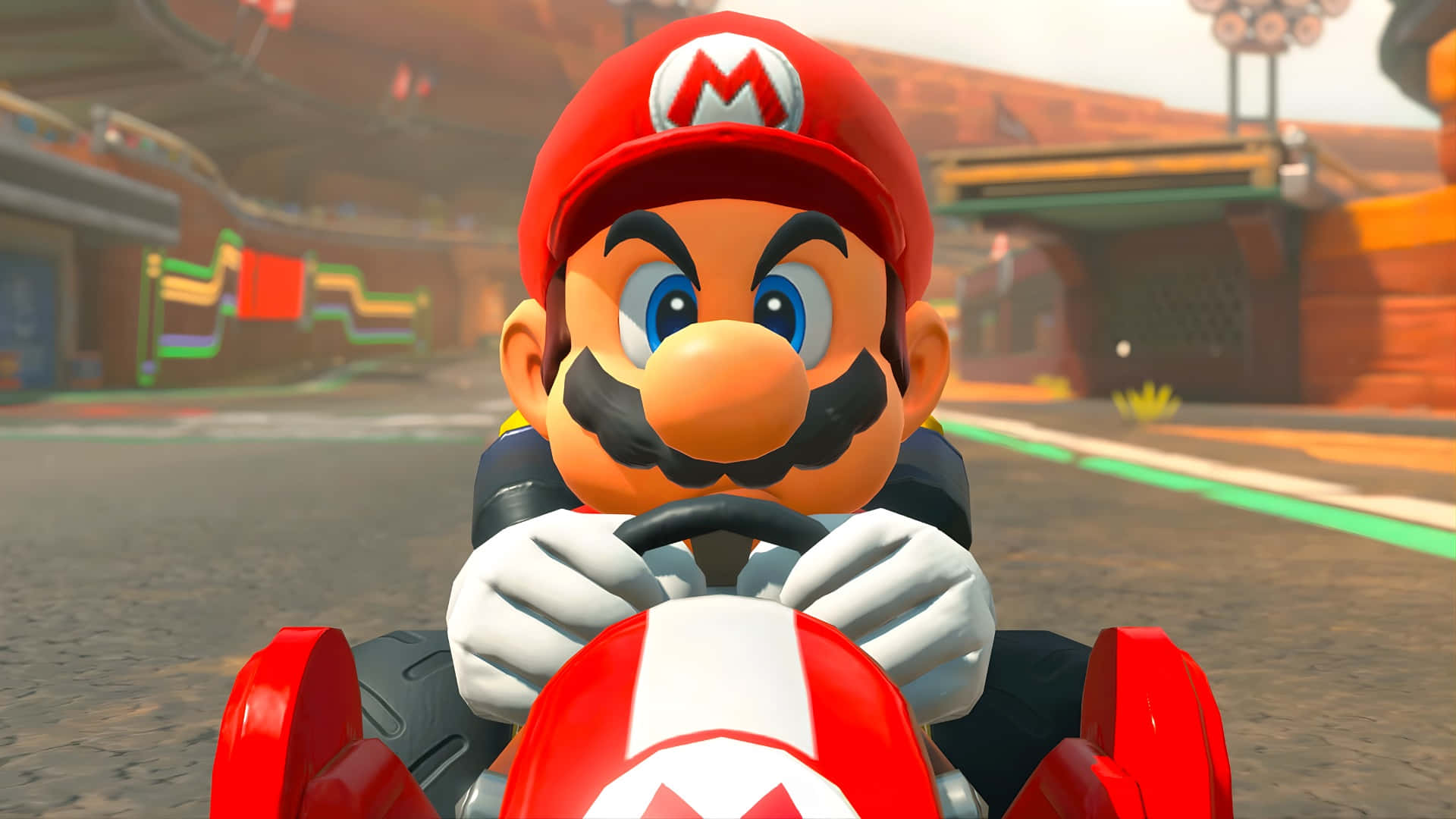 Mario Kart, Mario, red kart, Full HD Desktop Wallpaper