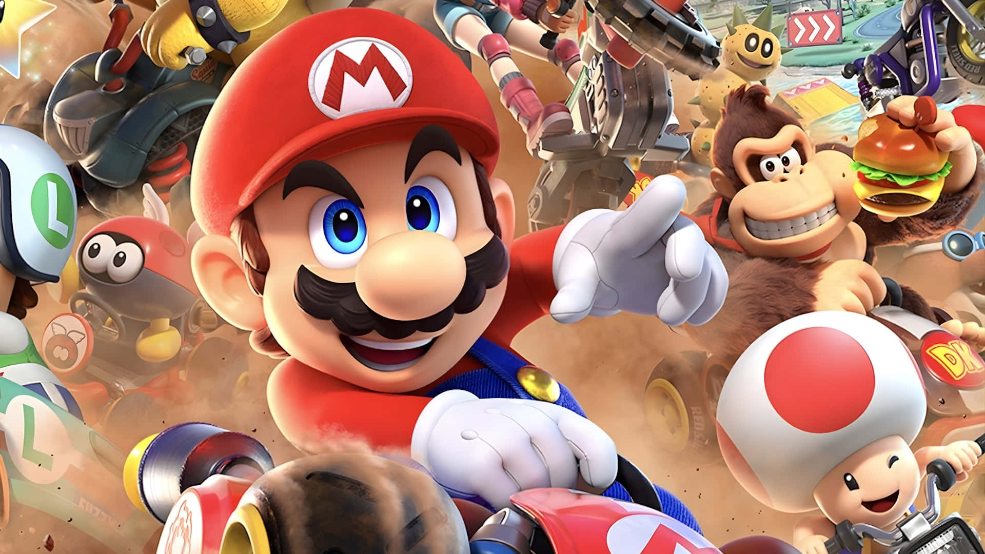 Mario, Mario Kart, karts, Full HD Desktop Wallpaper