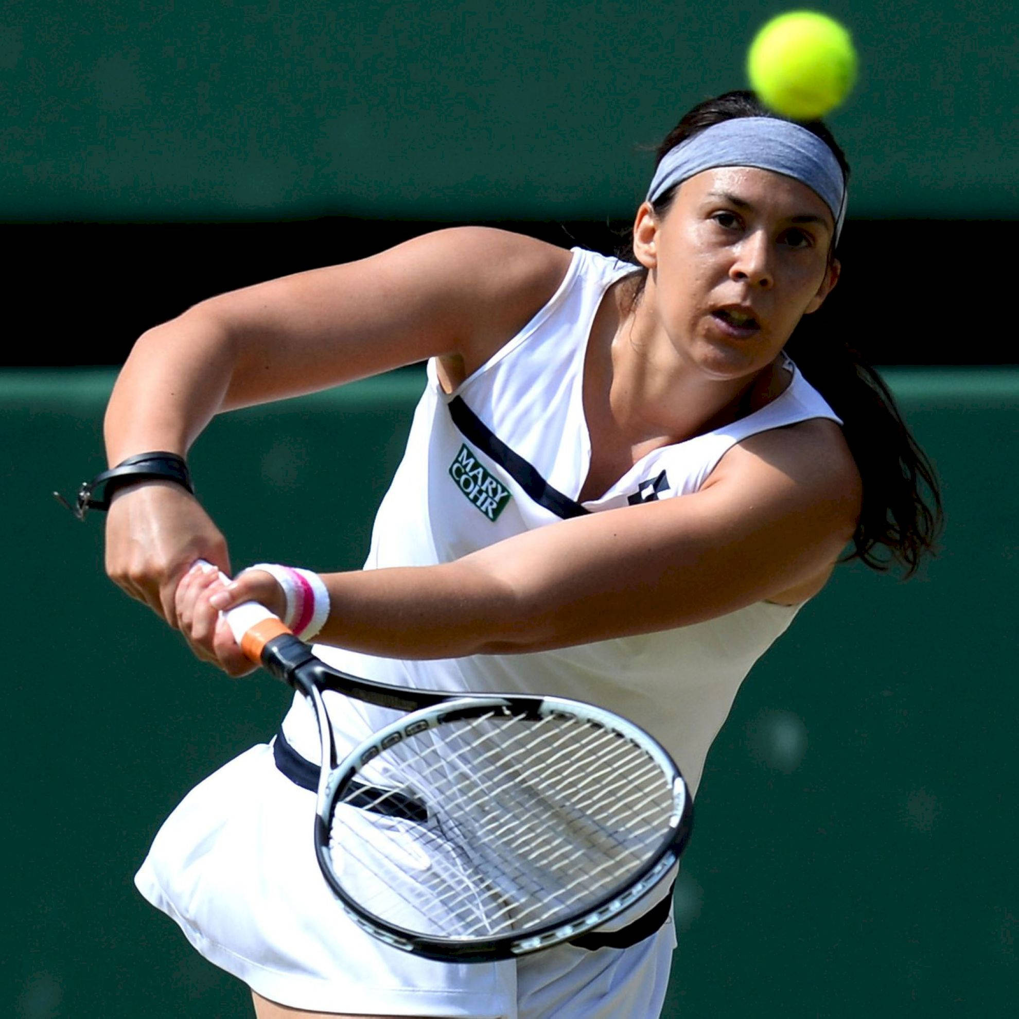 Marion Bartoli, double-handed stroke, white gear, Full HD Desktop Wallpaper